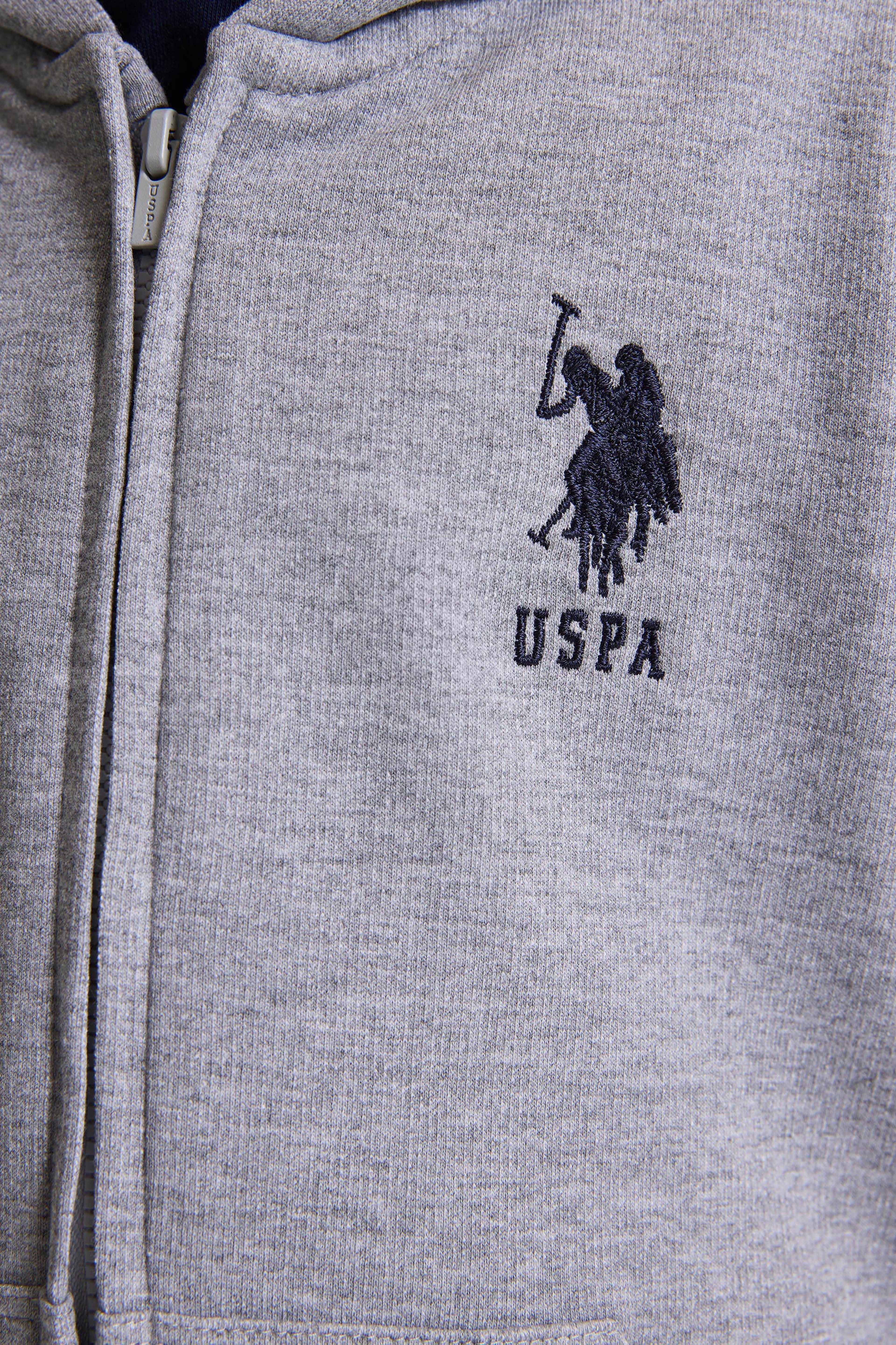 Erkek Çocuk Gri Melanj Kapüşonlu İnce Fermuarlı Basic Sweatshirt - Image 6