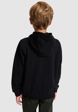 Erkek Çocuk Siyah Kapüşonlu İnce Fermuarlı Basic Sweatshirt - 50320440027