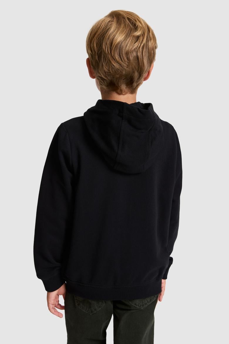 Erkek Çocuk Siyah Kapüşonlu İnce Fermuarlı Basic Sweatshirt - 50320440027