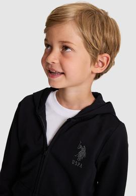 Erkek Çocuk Siyah Kapüşonlu İnce Fermuarlı Basic Sweatshirt - 50320440027