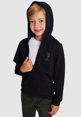 Erkek Çocuk Siyah Kapüşonlu İnce Fermuarlı Basic Sweatshirt - 50320440027