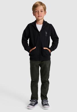 Erkek Çocuk Siyah Kapüşonlu İnce Fermuarlı Basic Sweatshirt - 50320440027