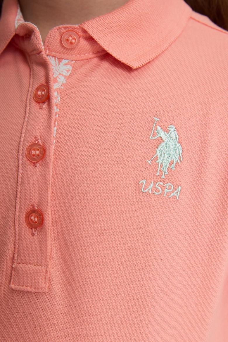 Kız Çocuk Somon Polo Yaka Basic Tişört - 50320287079