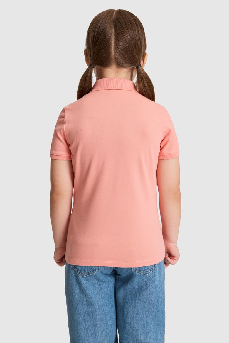 Kız Çocuk Somon Polo Yaka Basic Tişört - 50320287079