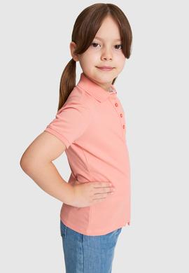 Kız Çocuk Somon Polo Yaka Basic Tişört - 50320287079