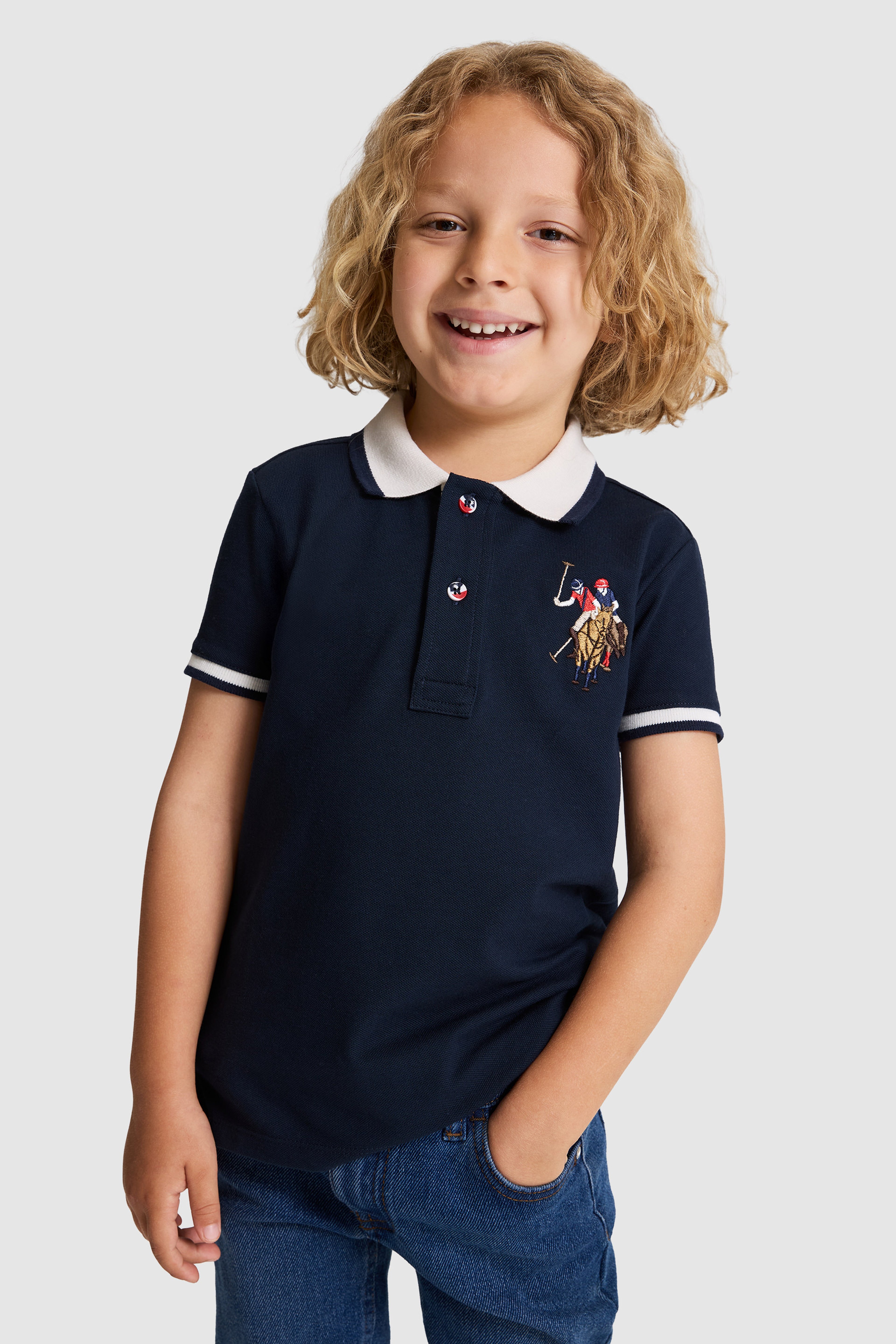 Erkek Çocuk Lacivert Polo Yaka Basic Tişört