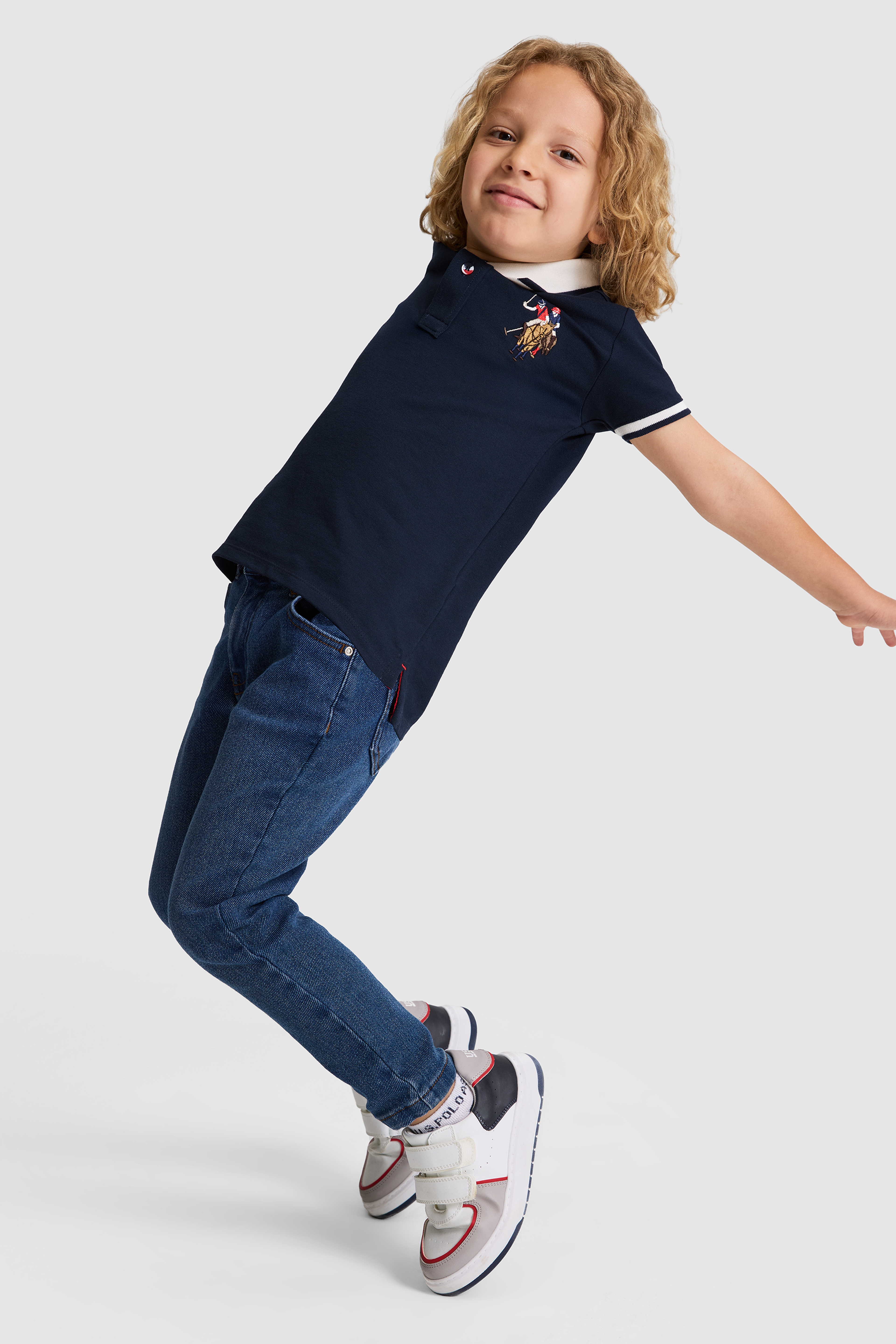 Erkek Çocuk Lacivert Polo Yaka Basic Tişört - Image 4