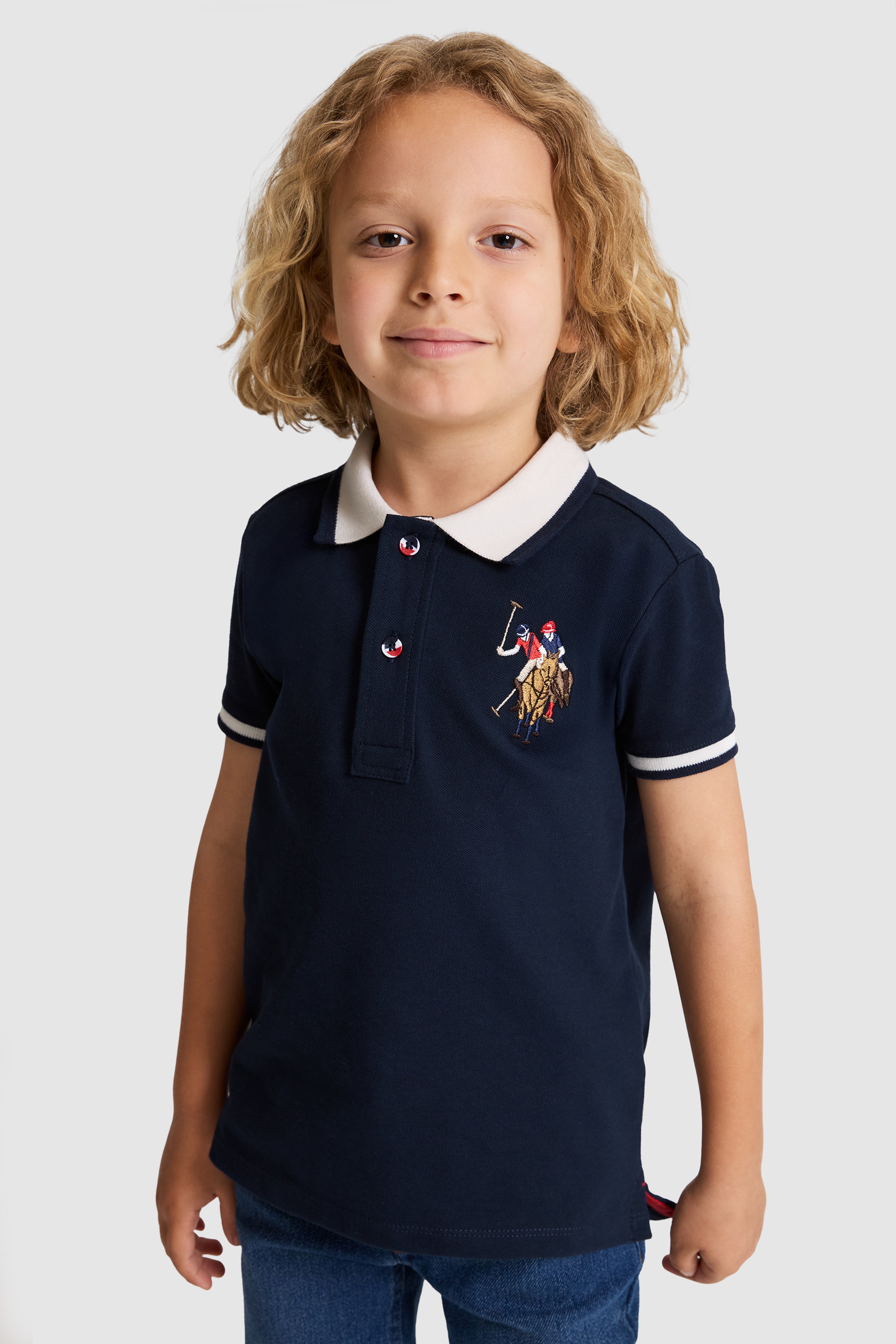 Erkek Çocuk Lacivert Polo Yaka Basic Tişört - Image 3