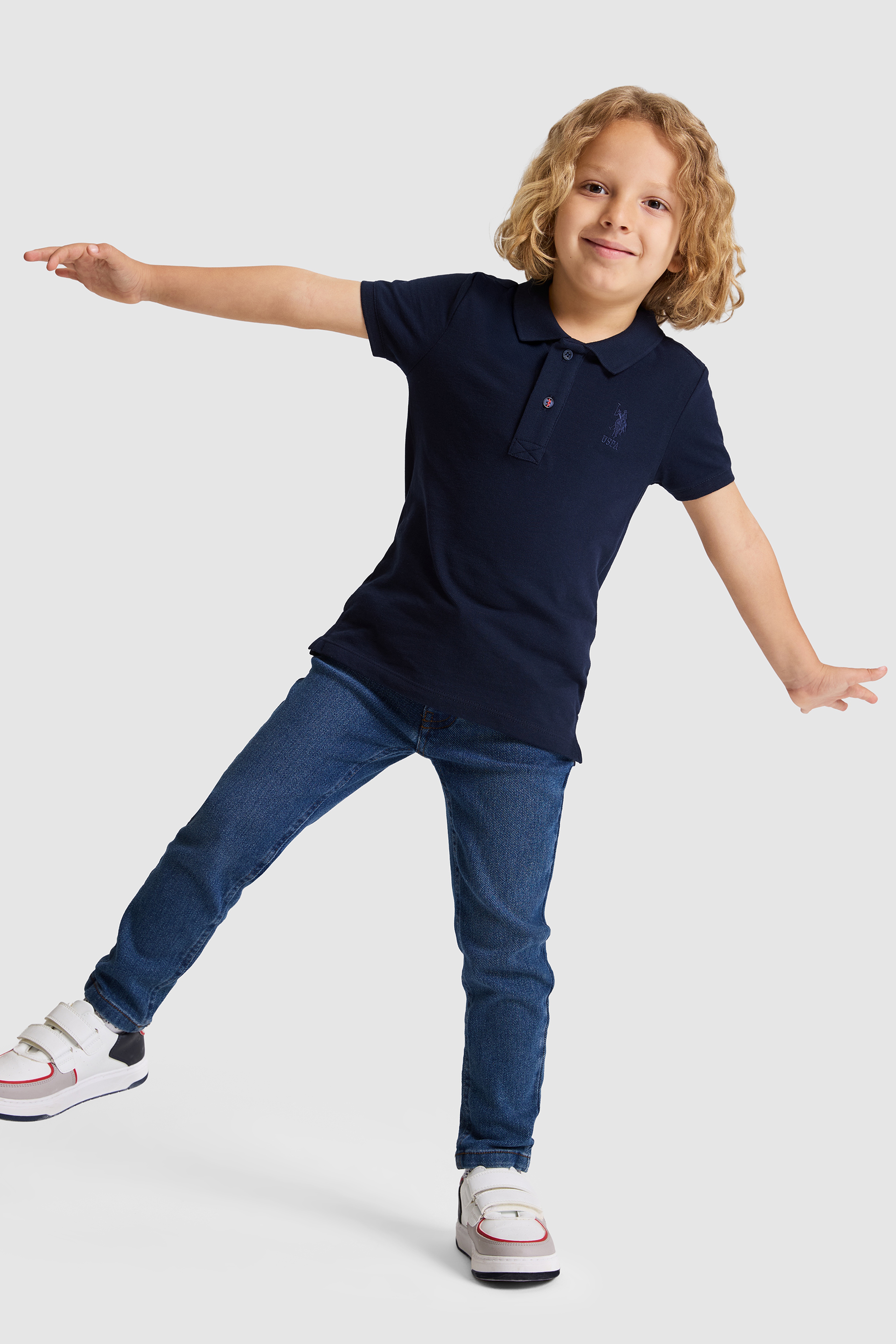 Erkek Çocuk Lacivert Polo Yaka Basic Tişört - Image 4