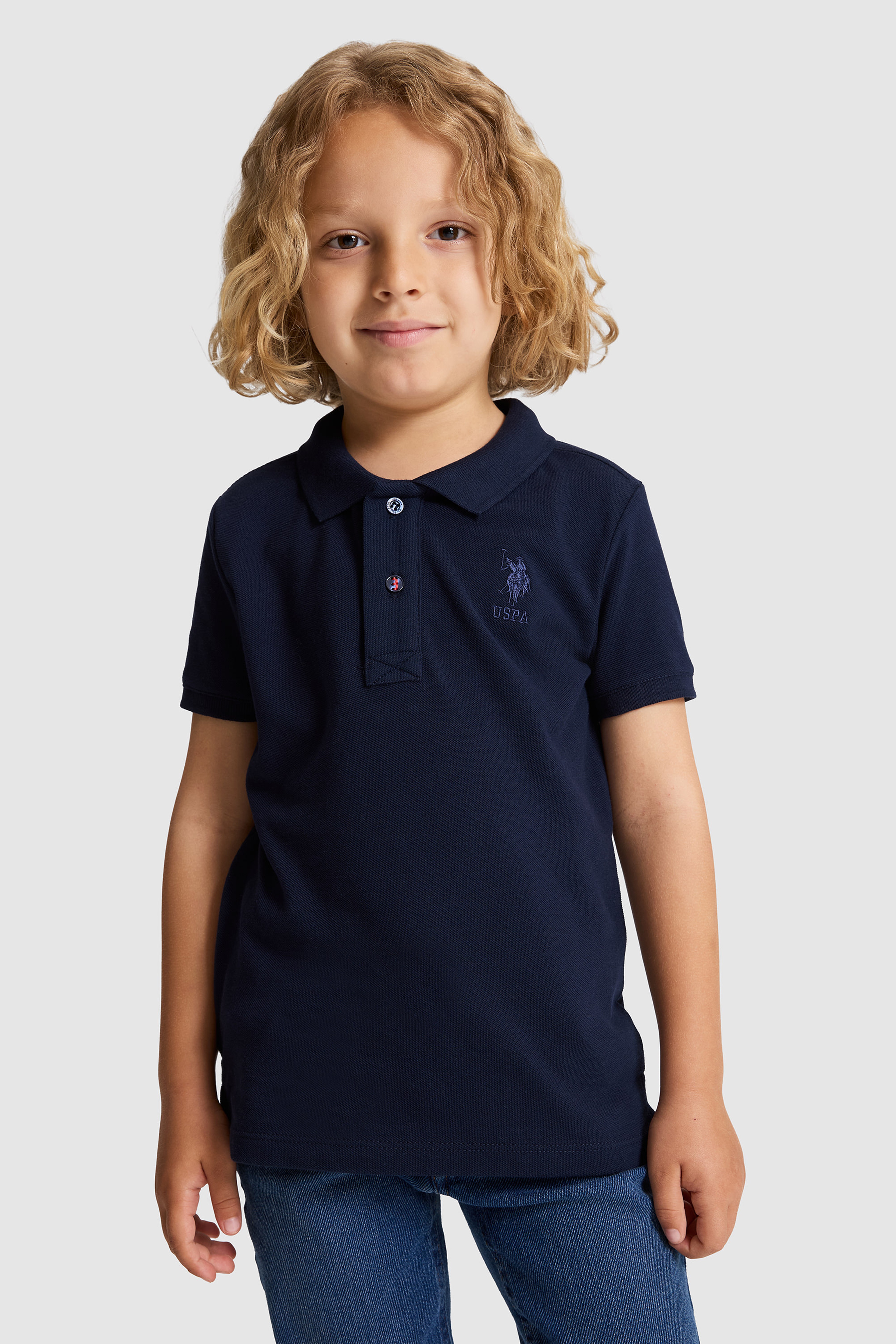 Erkek Çocuk Lacivert Polo Yaka Basic Tişört - Image 3