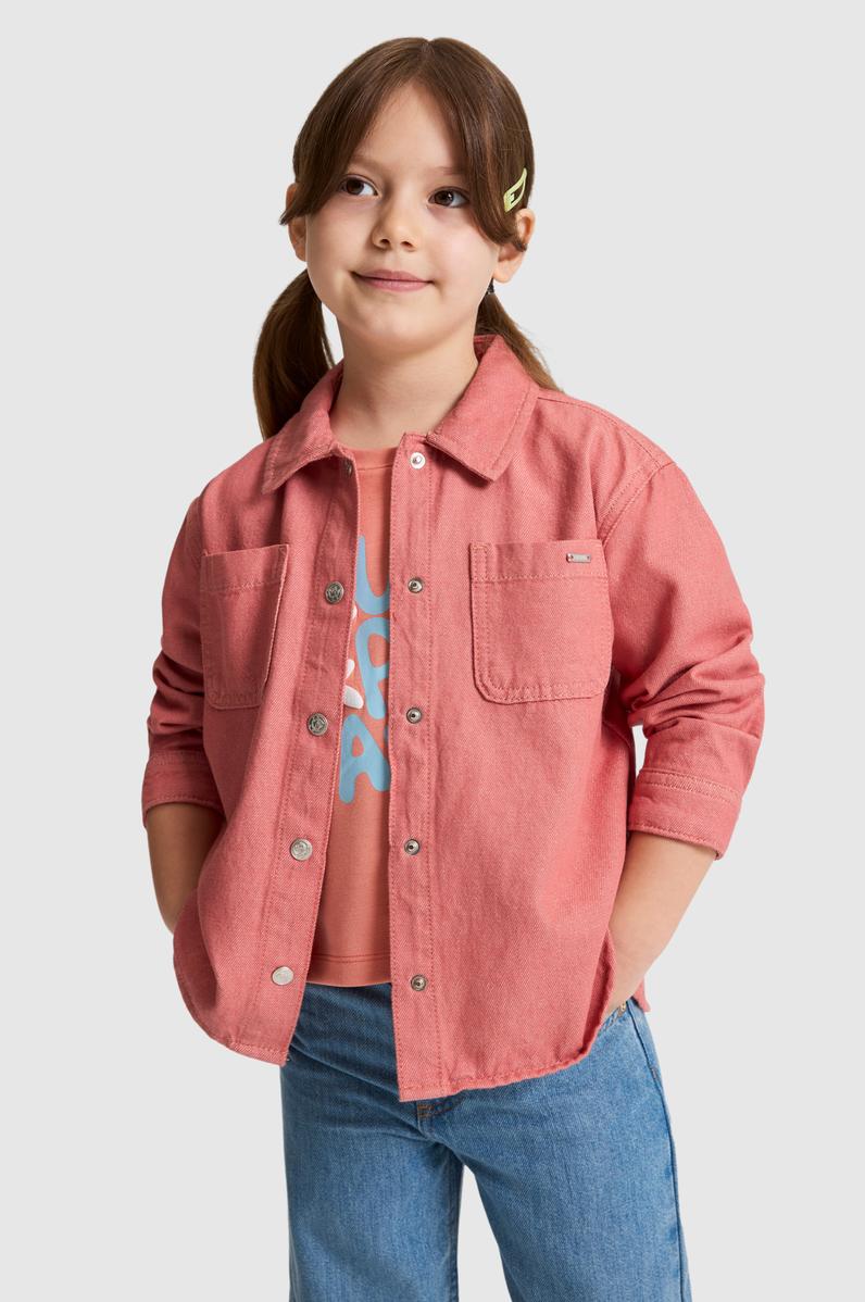 Kız Çocuk Pembe Jean Gömlek