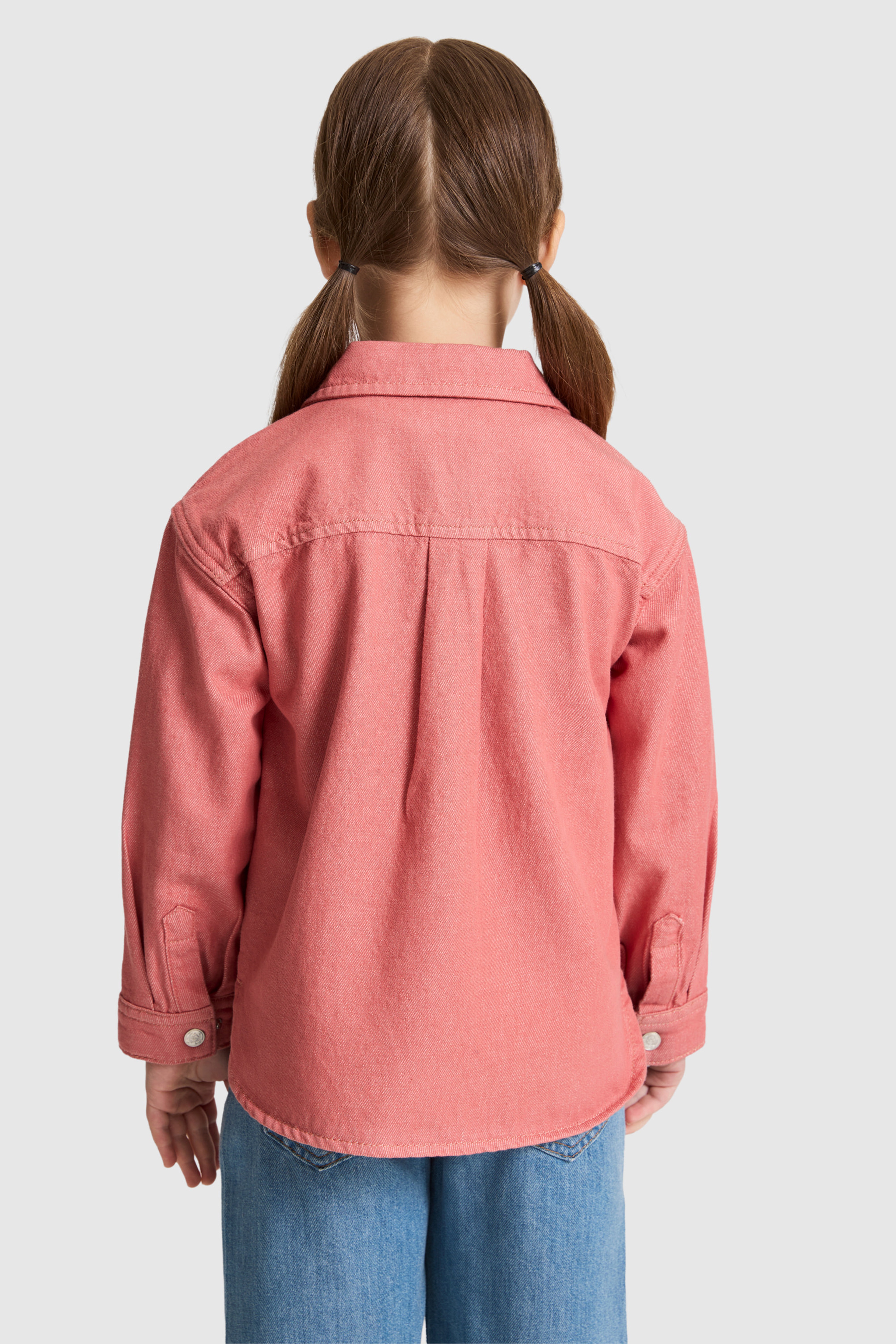 Kız Çocuk Pembe Jean Gömlek