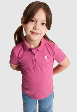 Kız Çocuk Fuşya Polo Yaka Basic Tişört - 50320287025