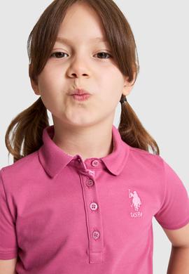 Kız Çocuk Fuşya Polo Yaka Basic Tişört - 50320287025