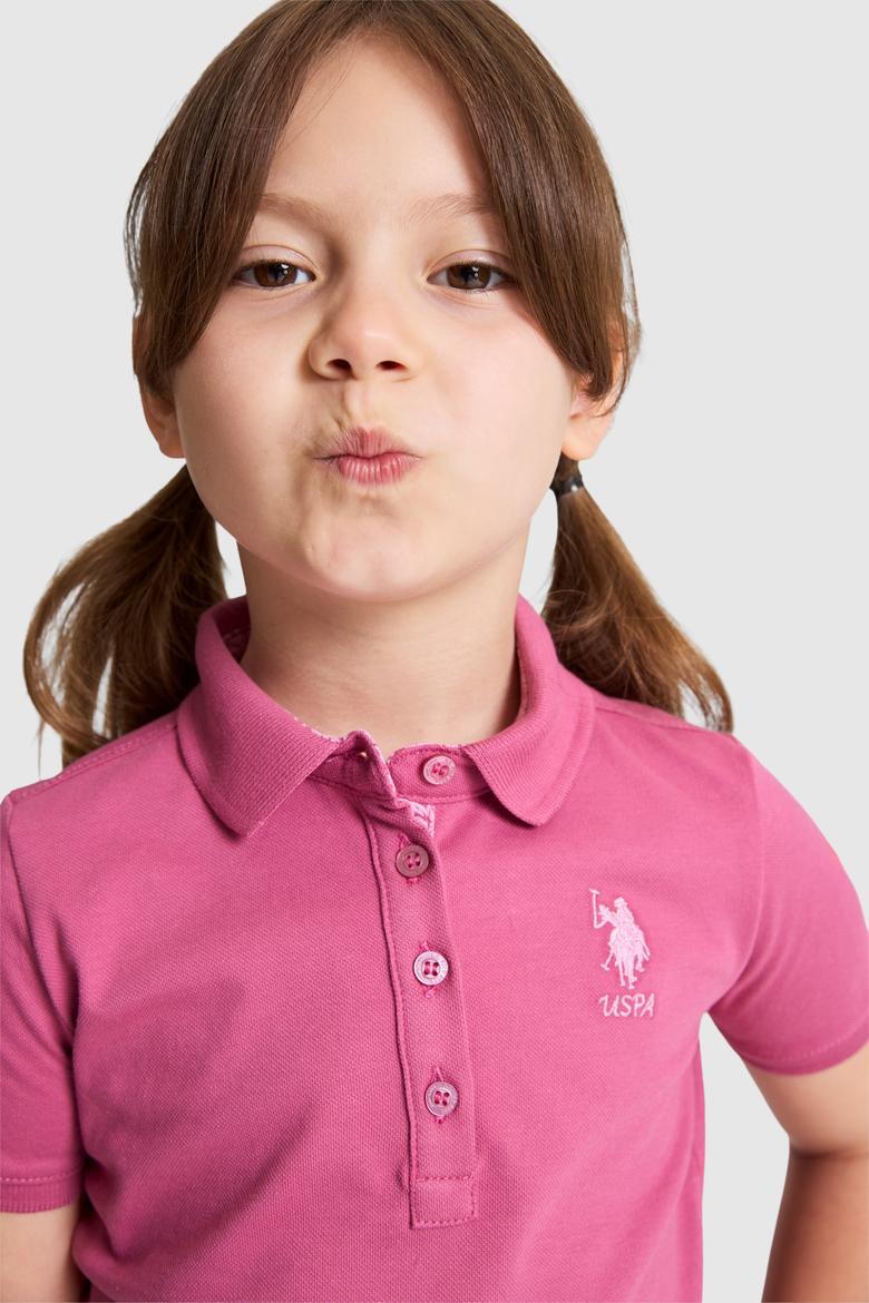 Kız Çocuk Fuşya Polo Yaka Basic Tişört - 50320287025