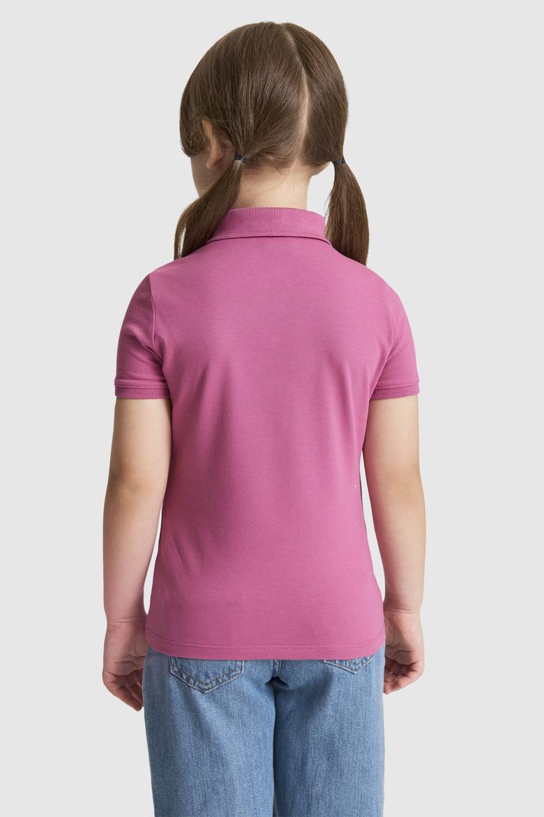 Kız Çocuk Fuşya Polo Yaka Basic Tişört - 50320287025
