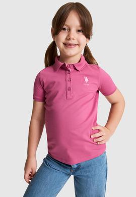 Kız Çocuk Fuşya Polo Yaka Basic Tişört - 50320287025