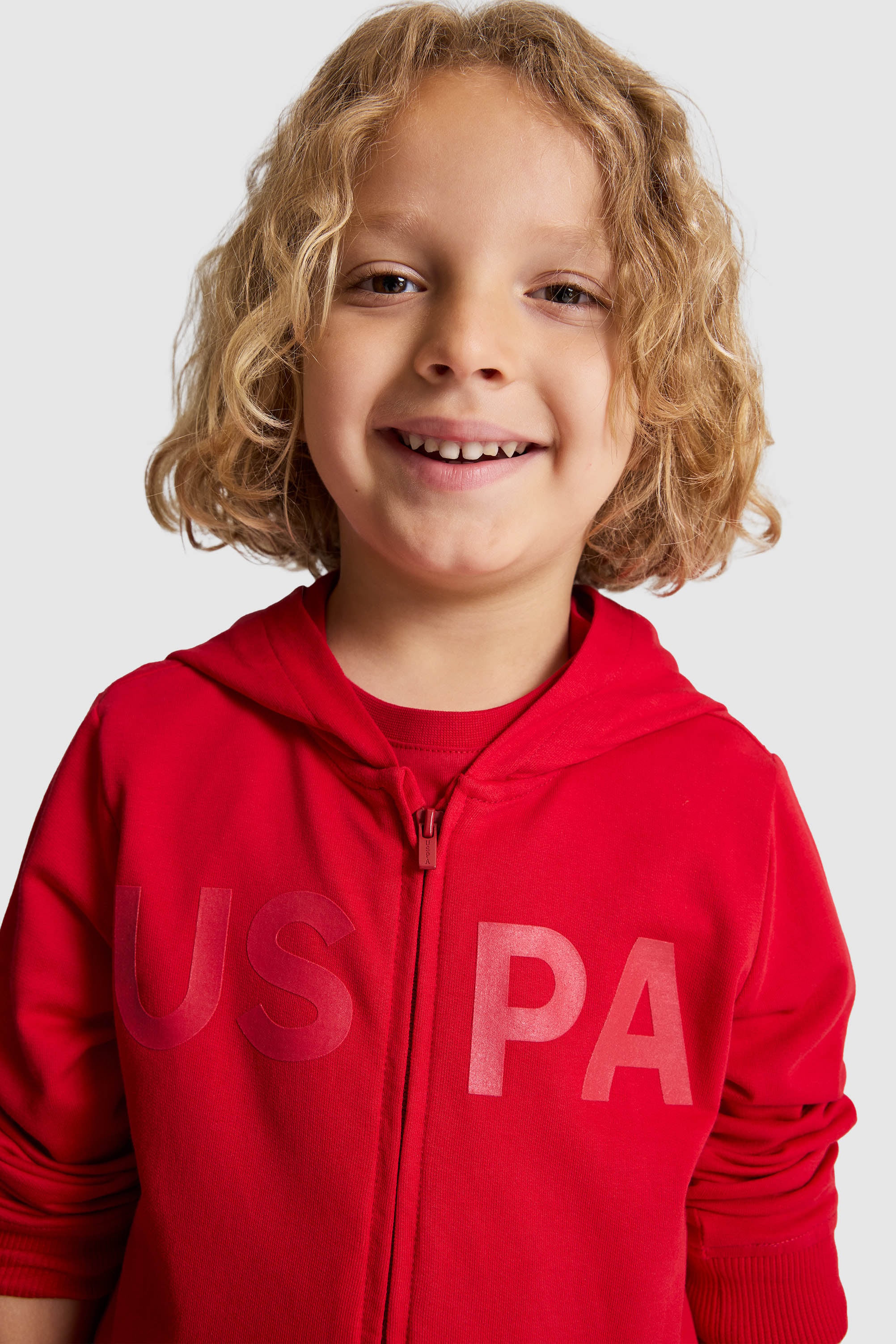 Erkek Çocuk Kırmızı Kapüşonlu Fermuarlı Basic Sweatshirt - 50320430049