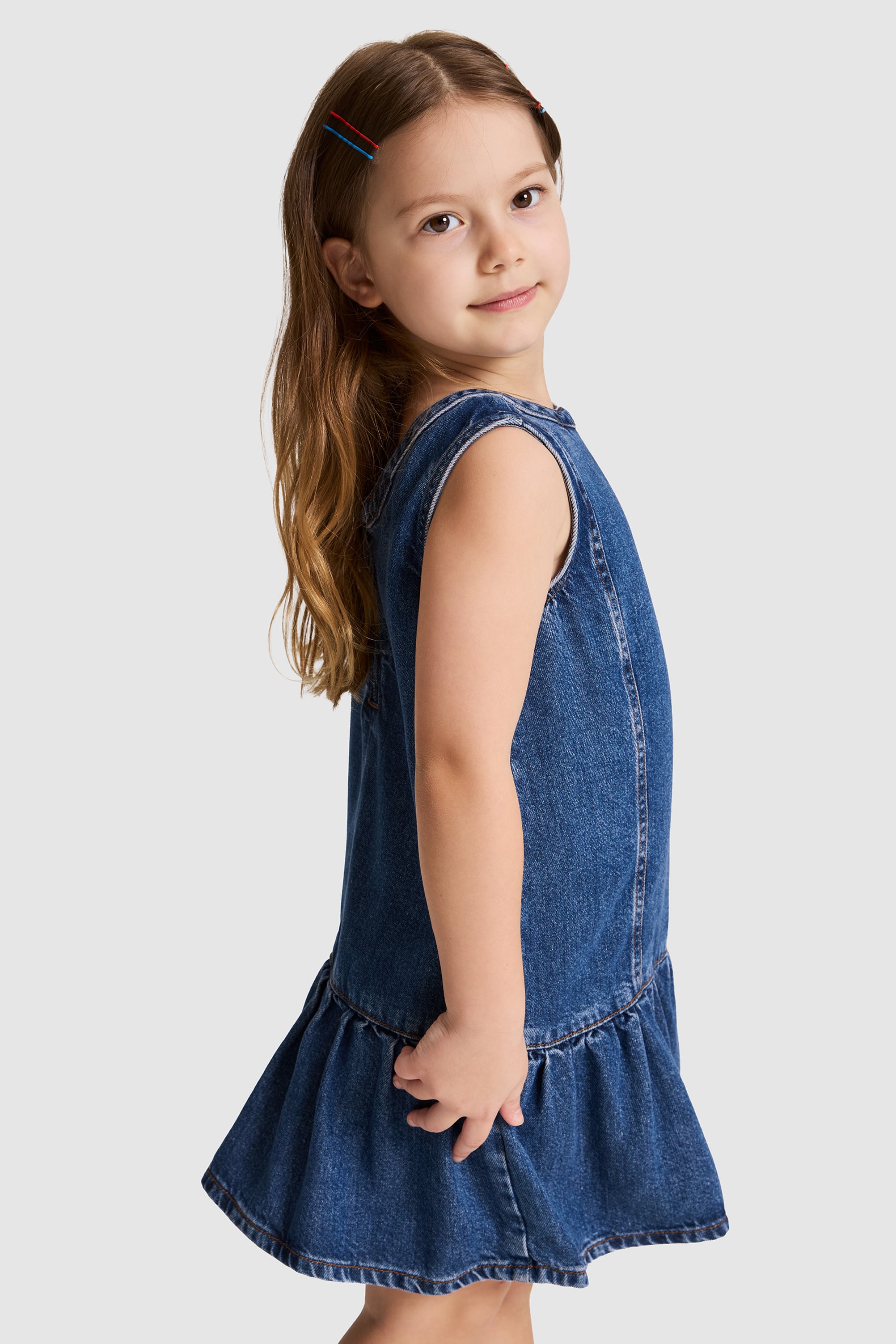 Kız Çocuk Koyu Mavi Jean Elbise - 50321524001