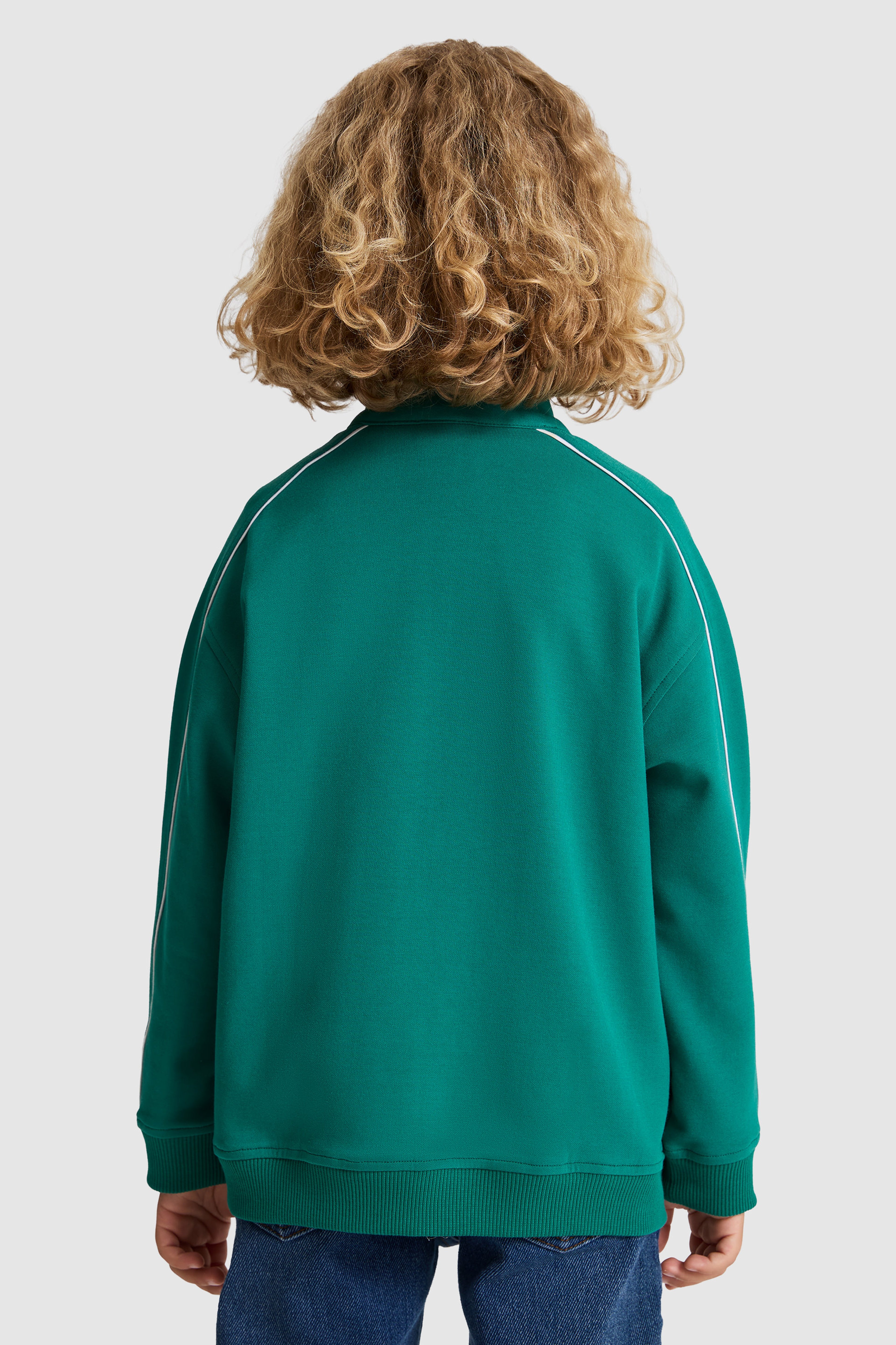 Erkek Çocuk Koyu Yeşil Fermuarlı Sweatshirt - Image 5