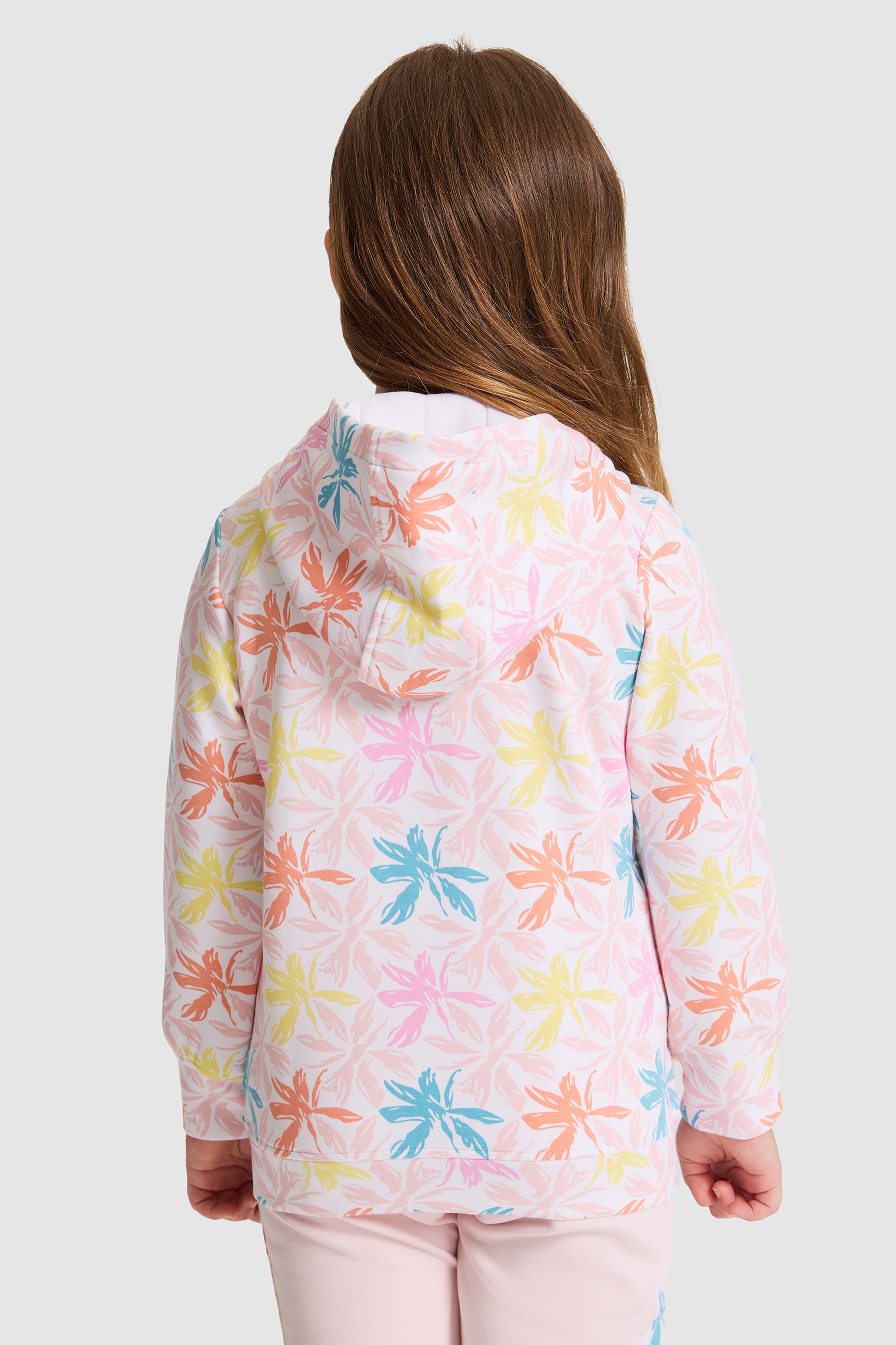 Kız Çocuk Beyaz Kapüşonlu Fermuarlı Sweatshirt