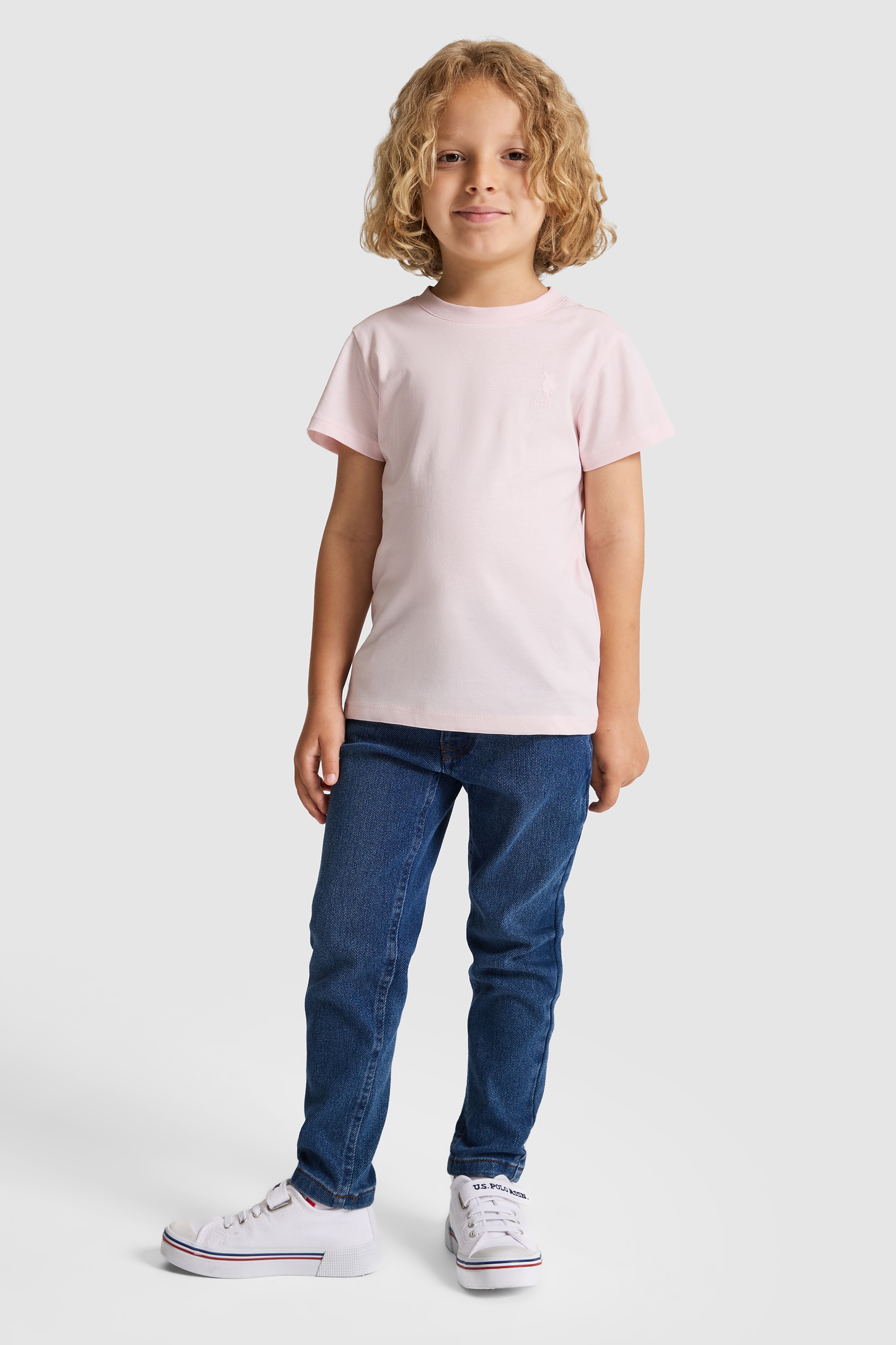Erkek Çocuk Açık Pembe Bisiklet Yaka Basic Tişört