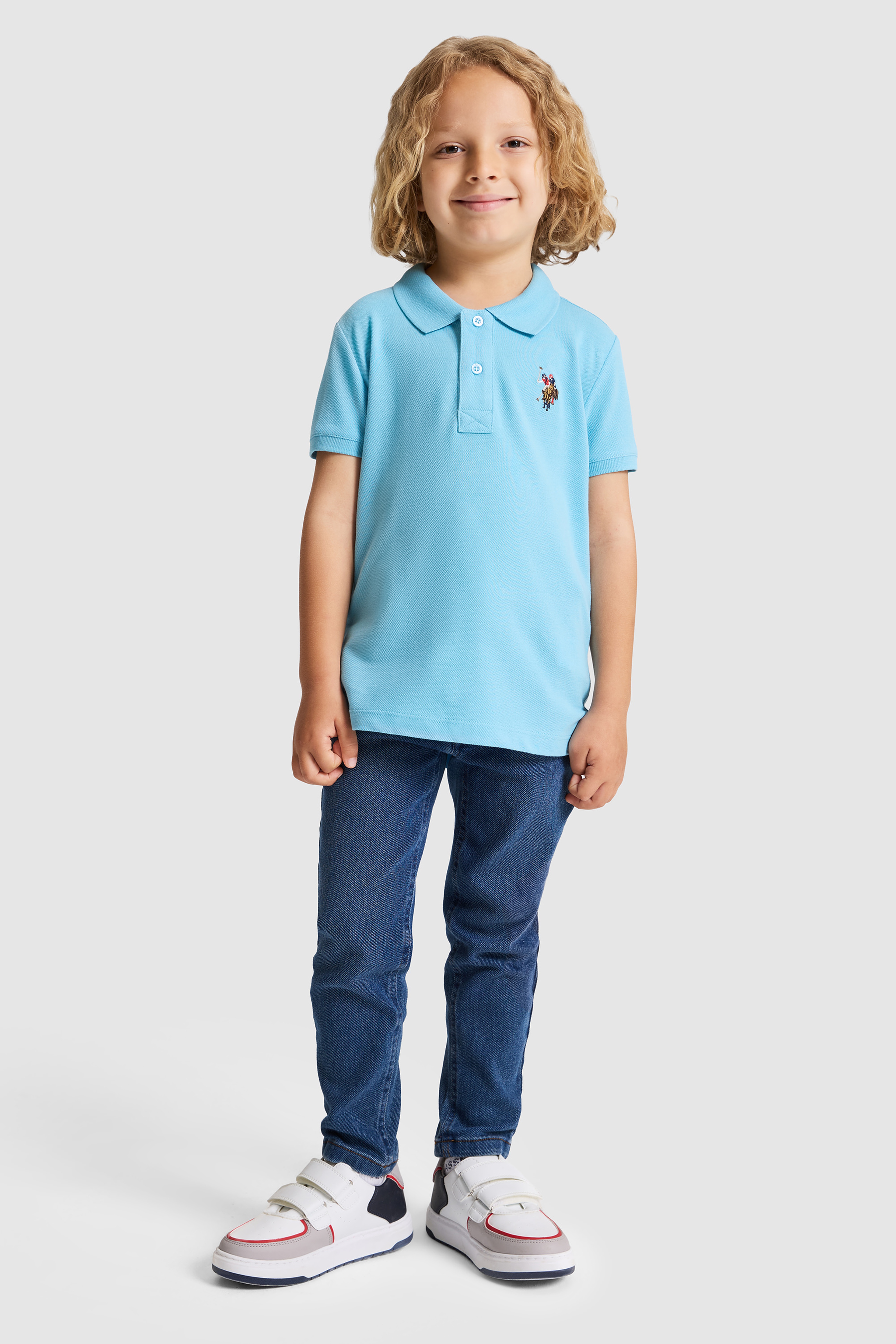 Erkek Çocuk Aqua Polo Yaka Basic Tişört - Image 4