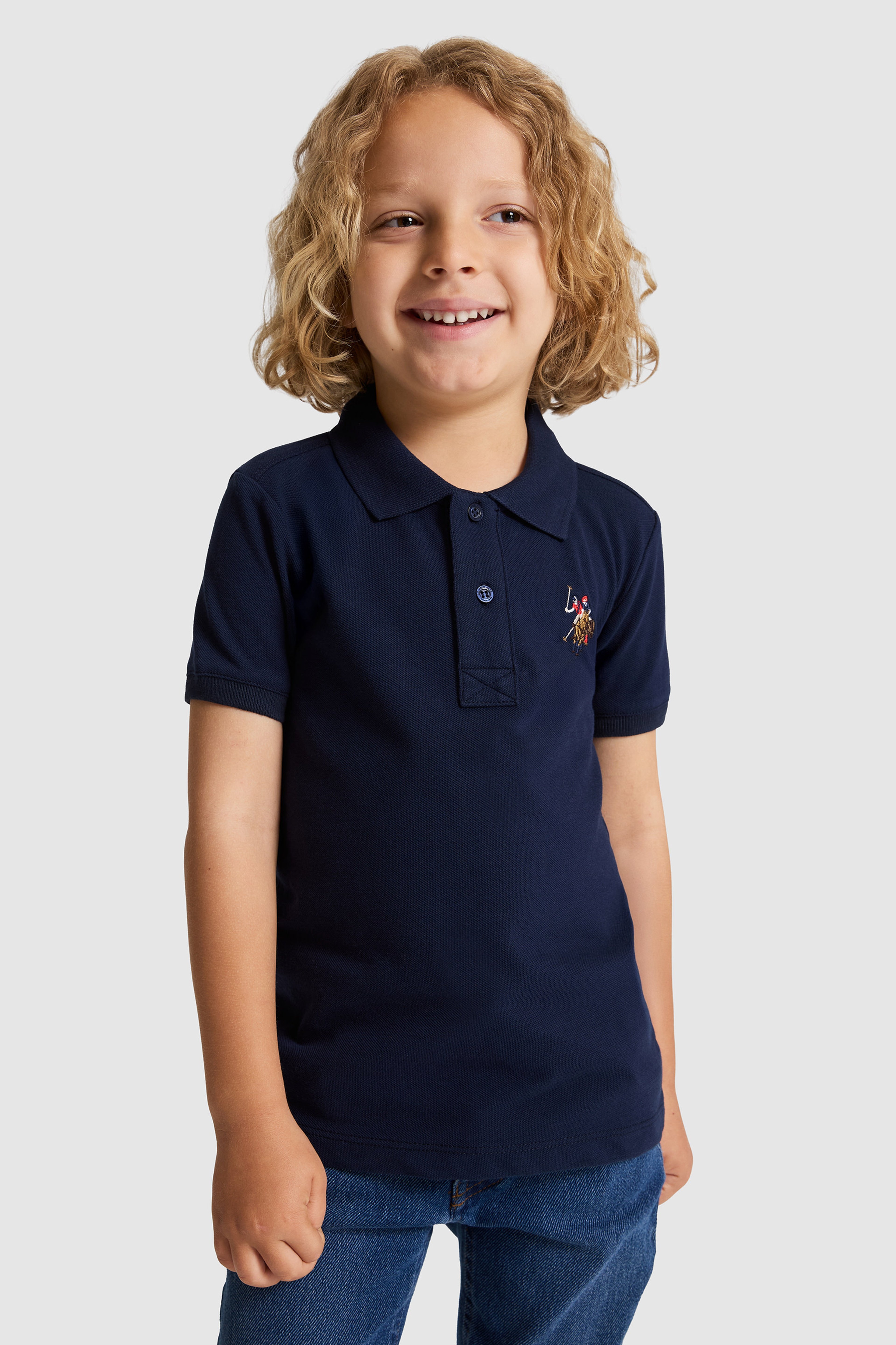 Erkek Çocuk Lacivert Polo Yaka Basic Tişört - Image 1