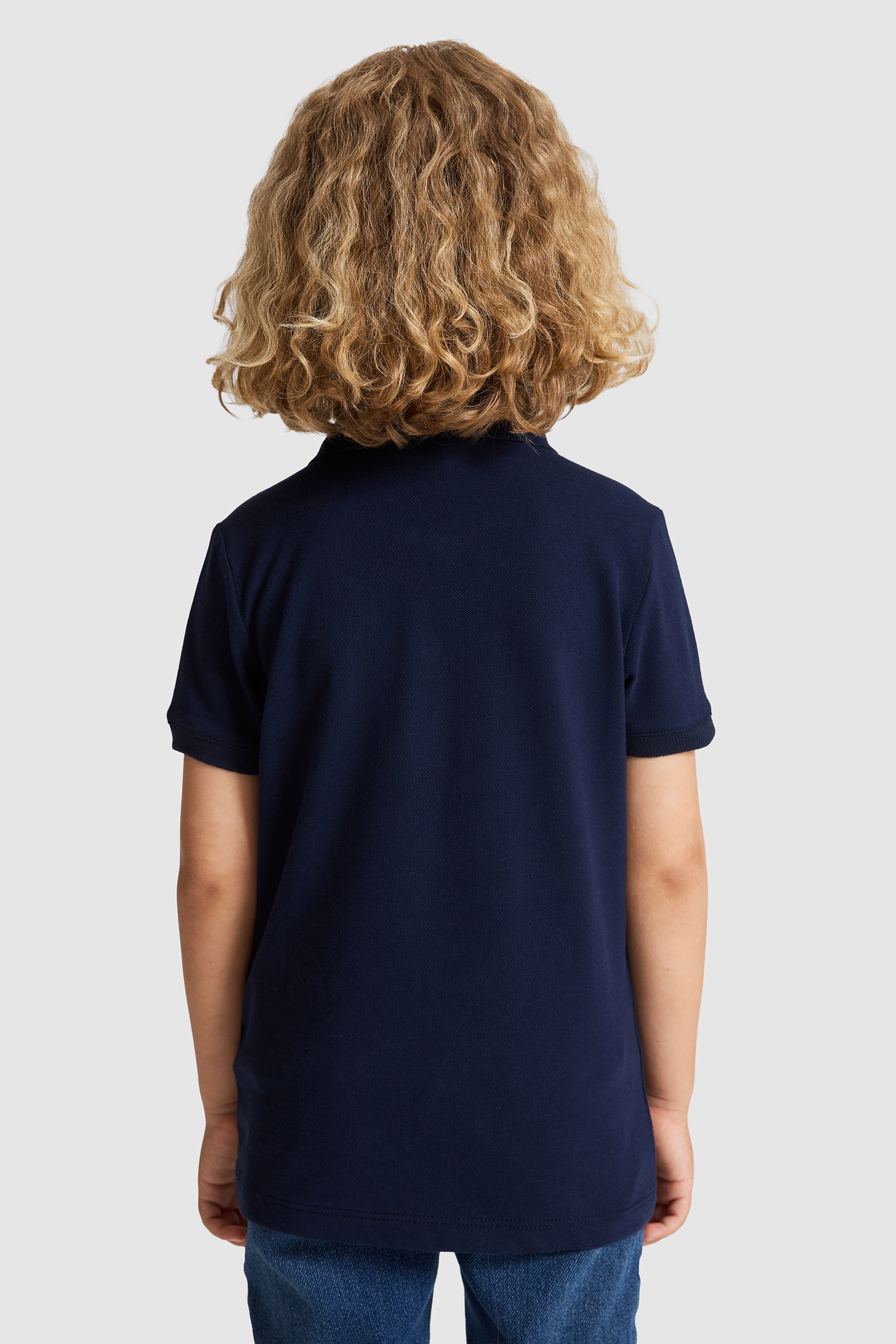 Erkek Çocuk Lacivert Polo Yaka Basic Tişört - Image 5