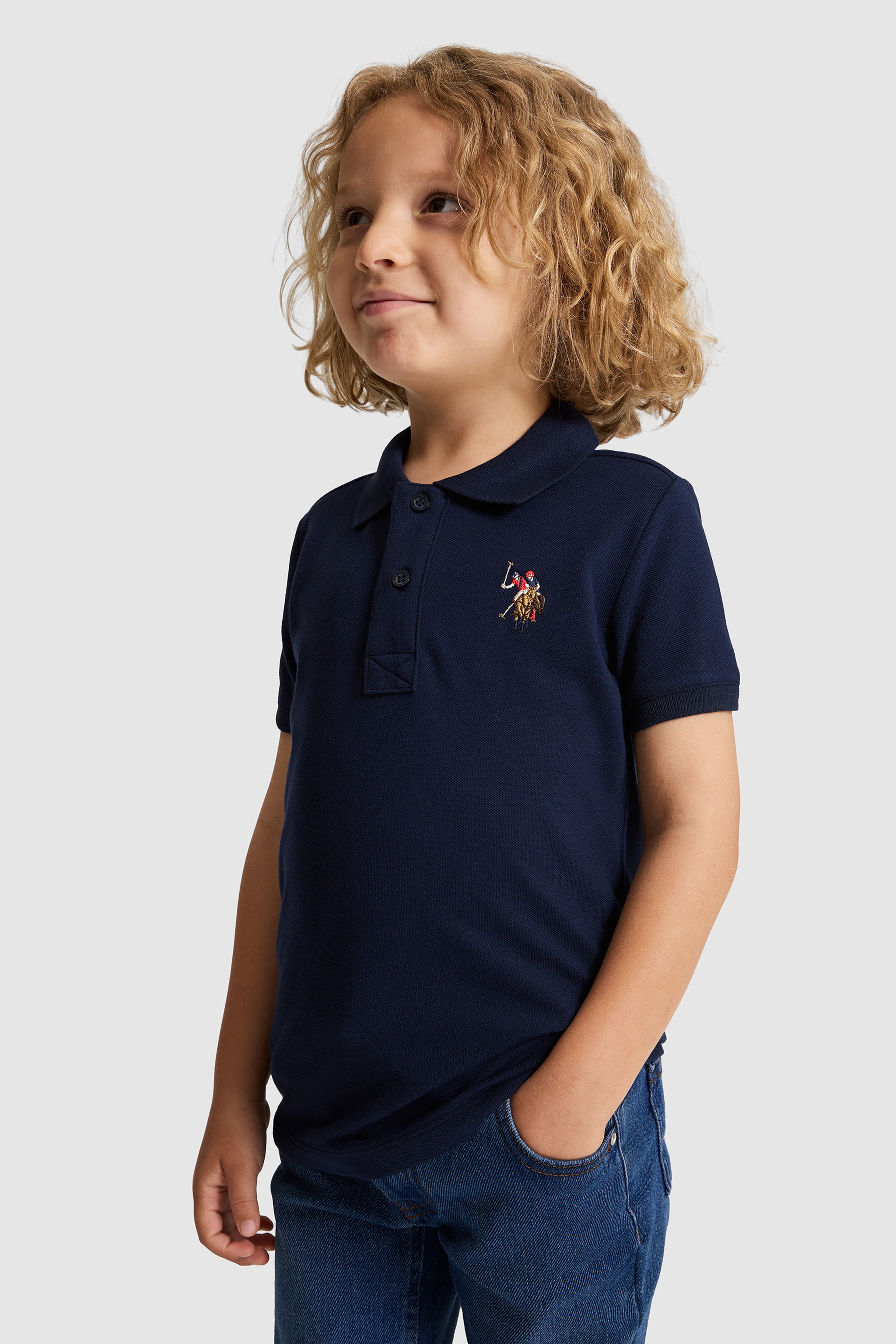 Erkek Çocuk Lacivert Polo Yaka Basic Tişört - Image 3