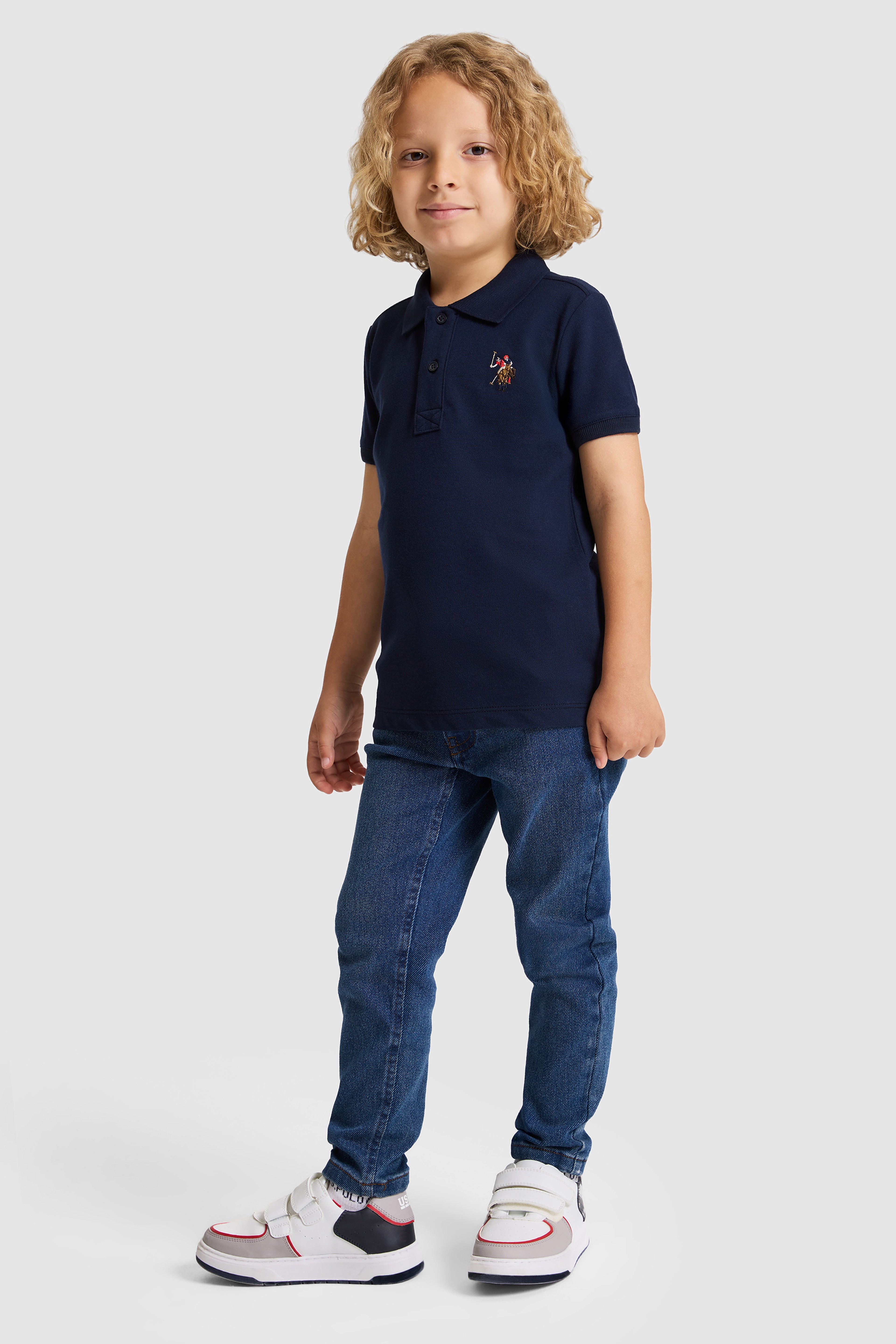 Erkek Çocuk Lacivert Polo Yaka Basic Tişört - Image 4