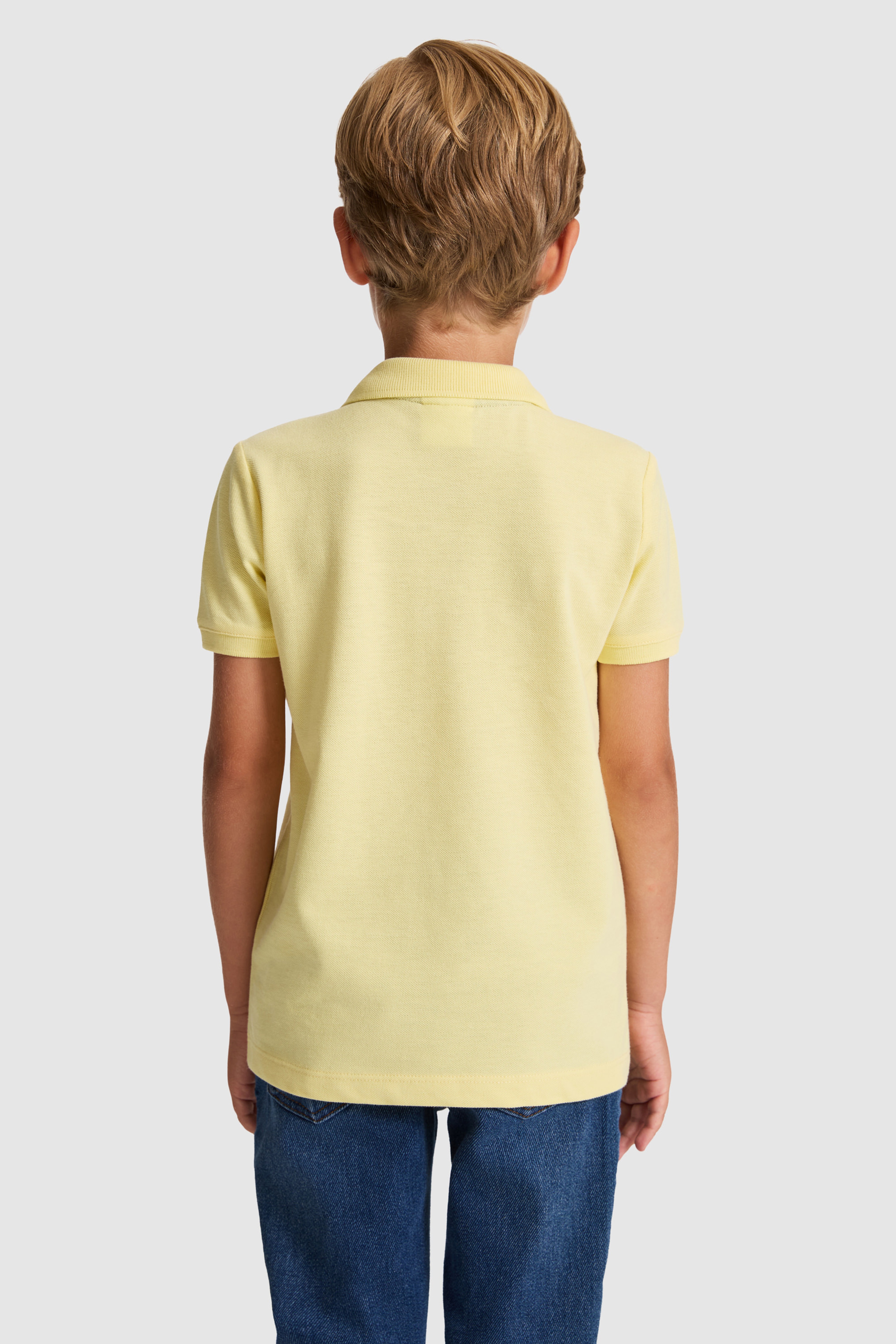 Erkek Çocuk Açık Sarı Polo Yaka Basic Tişört - Image 5