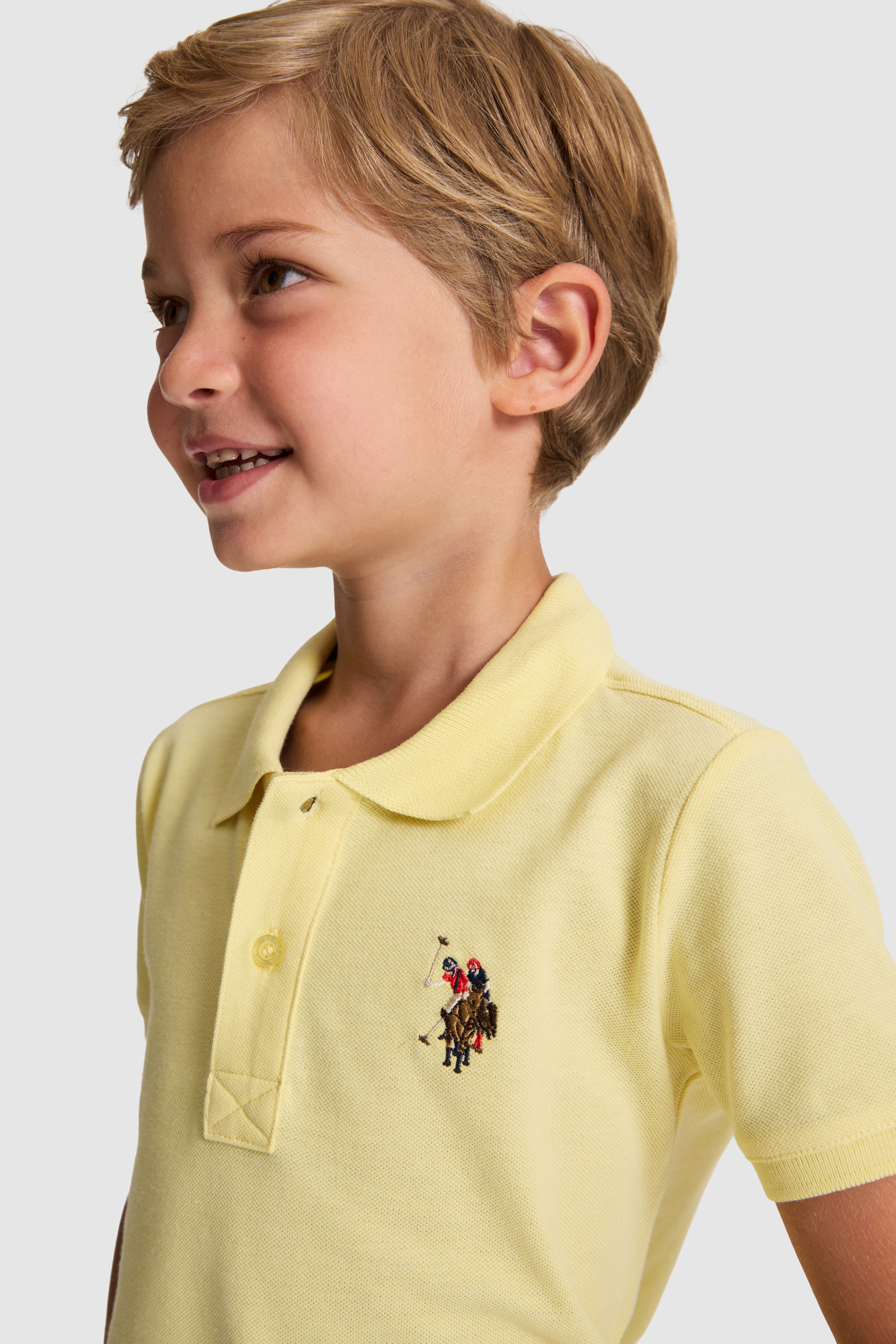 Erkek Çocuk Açık Sarı Polo Yaka Basic Tişört - Image 2