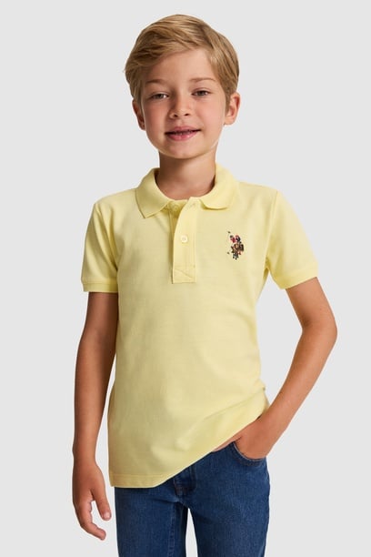 Erkek Çocuk Açık Sarı Polo Yaka Basic Tişört