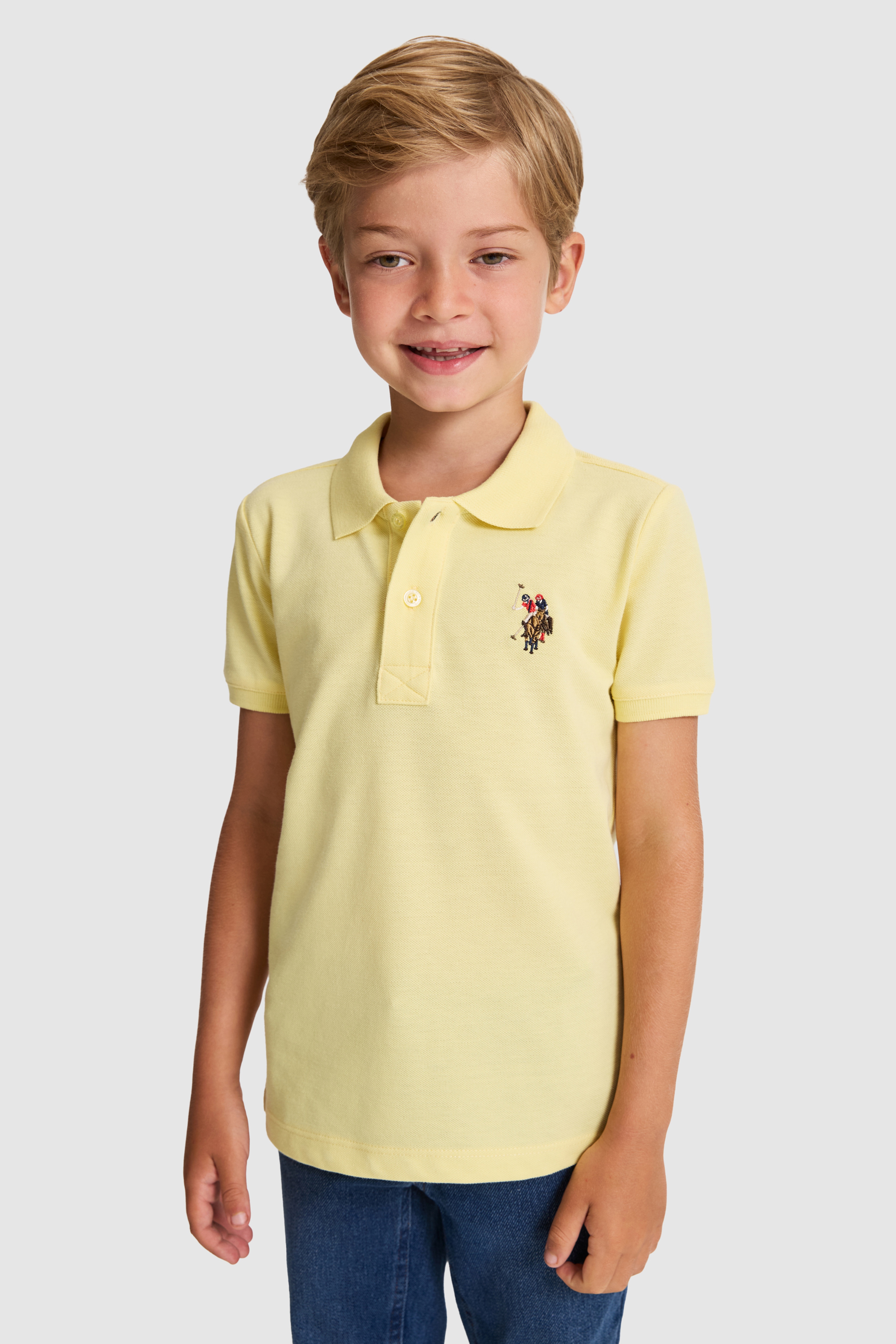 Erkek Çocuk Açık Sarı Polo Yaka Basic Tişört - Image 3