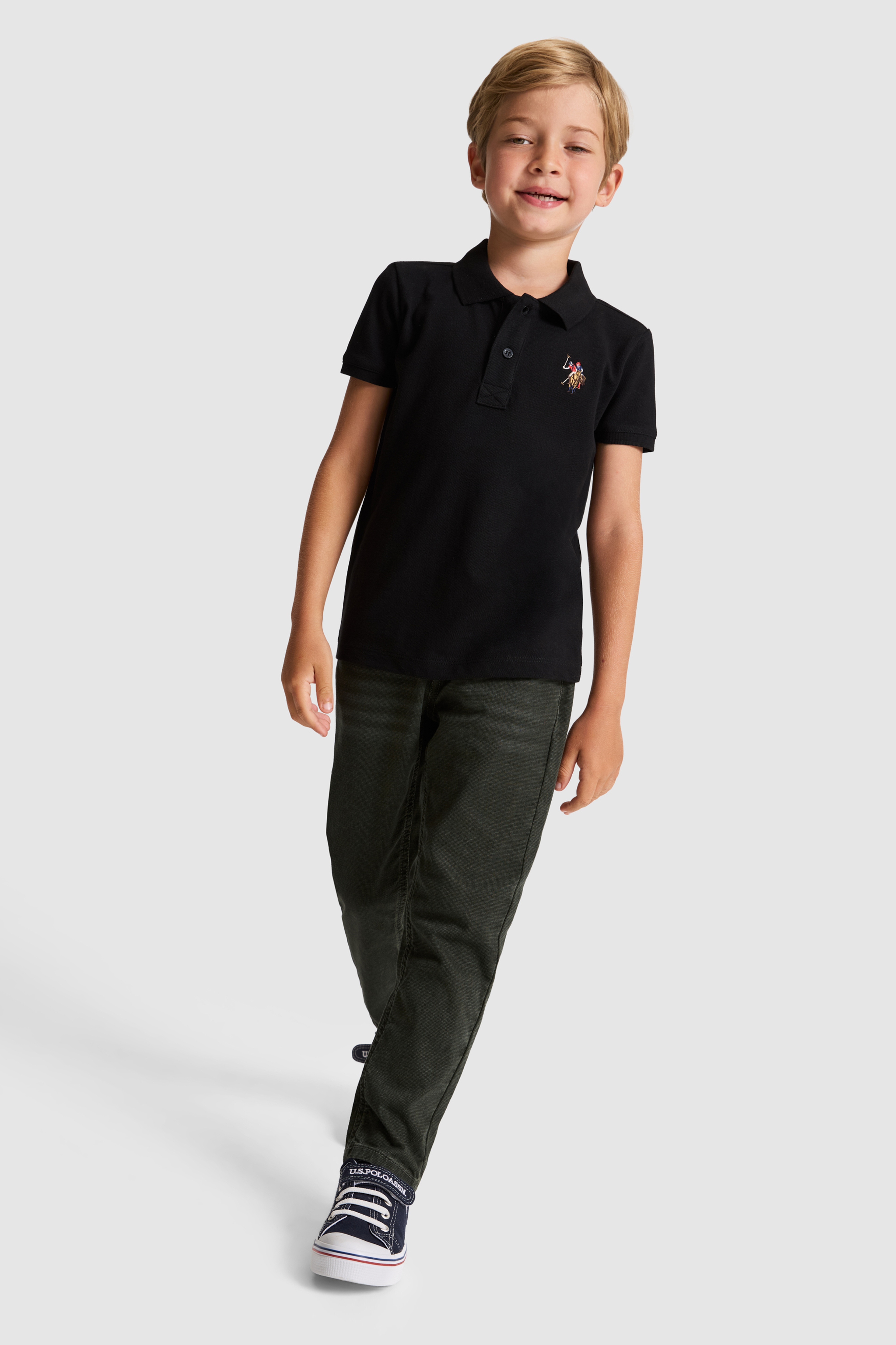 Erkek Çocuk Siyah Polo Yaka Basic Tişört - Image 4