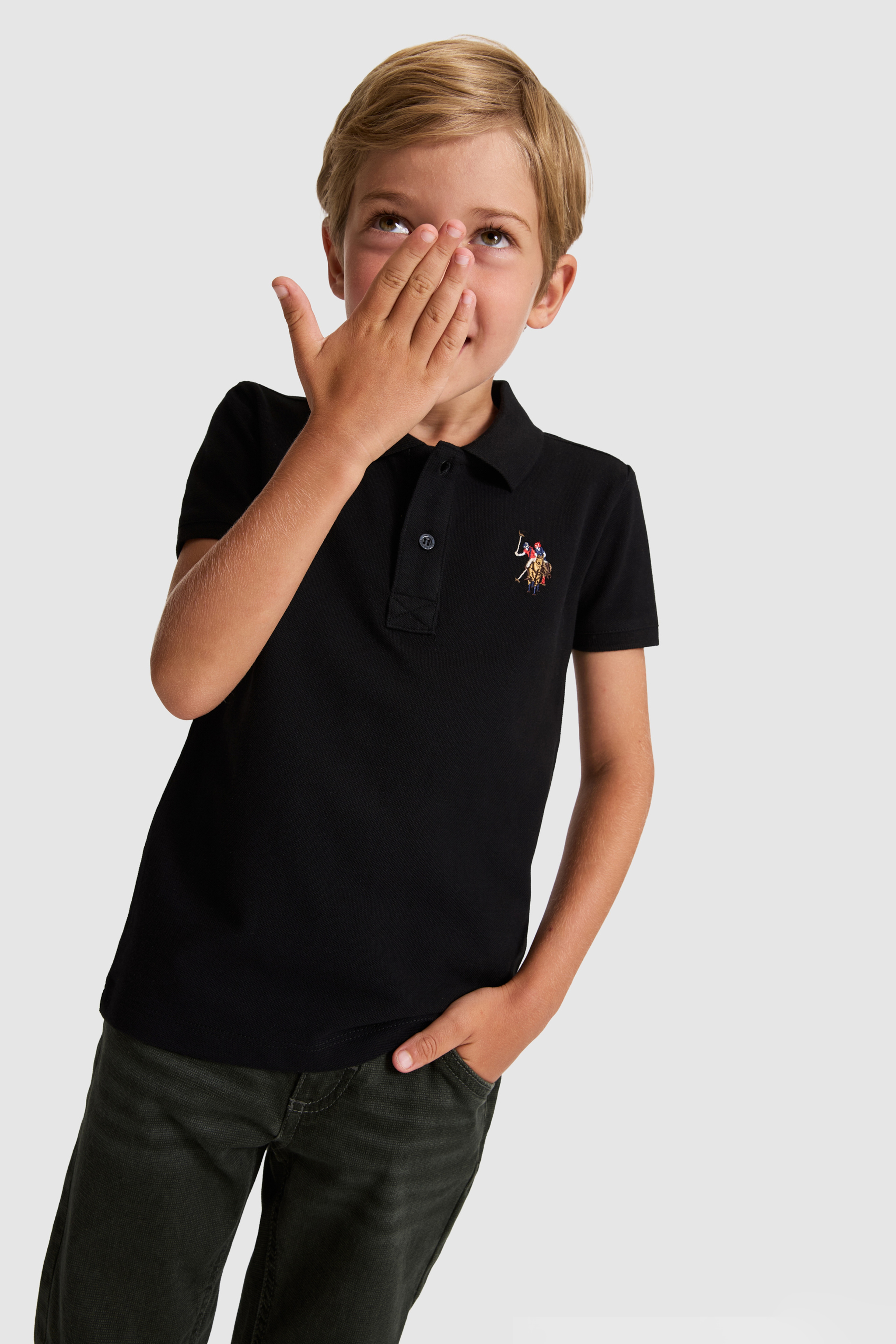 Erkek Çocuk Siyah Polo Yaka Basic Tişört - Image 3