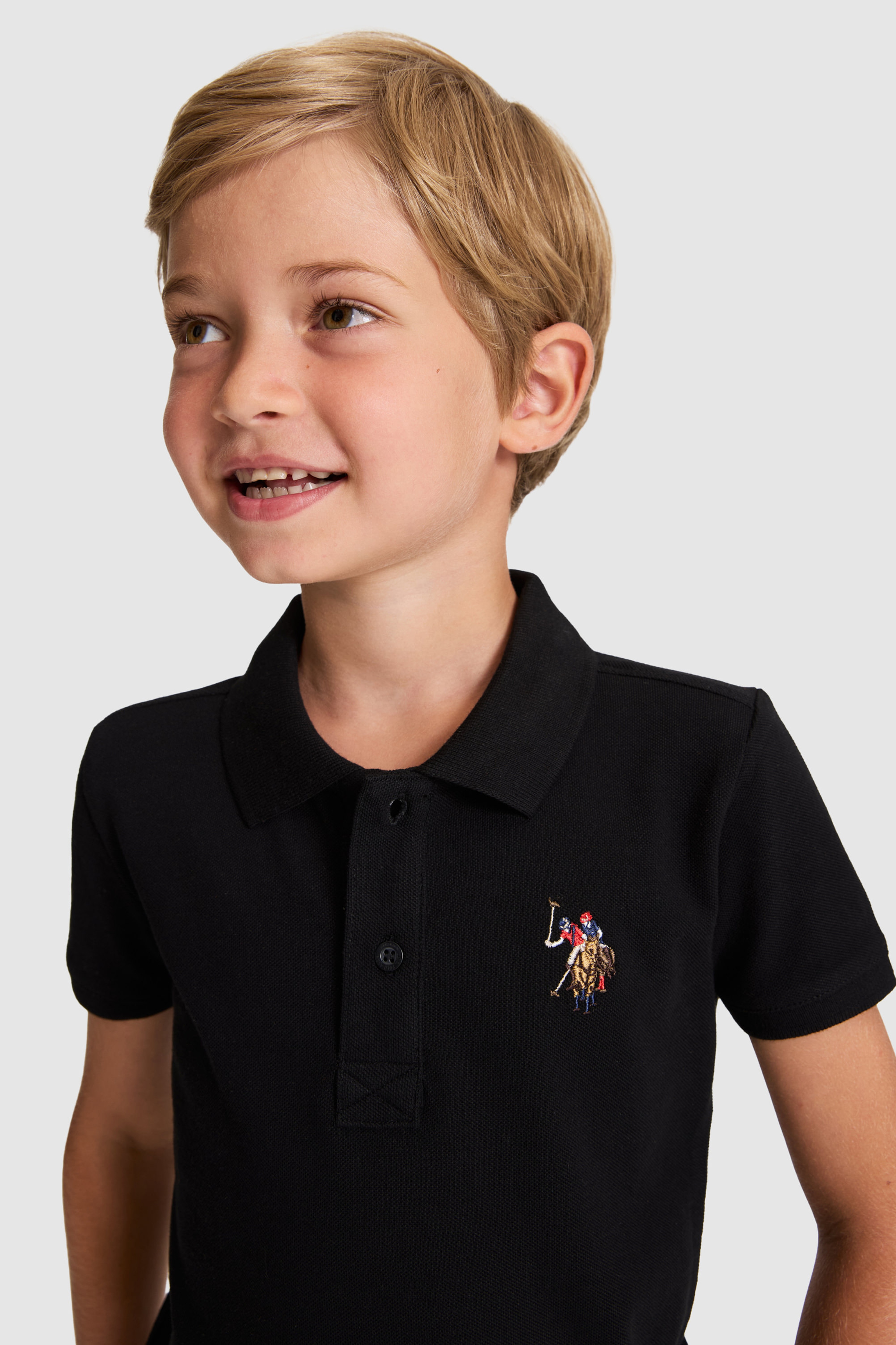 Erkek Çocuk Siyah Polo Yaka Basic Tişört - Image 2