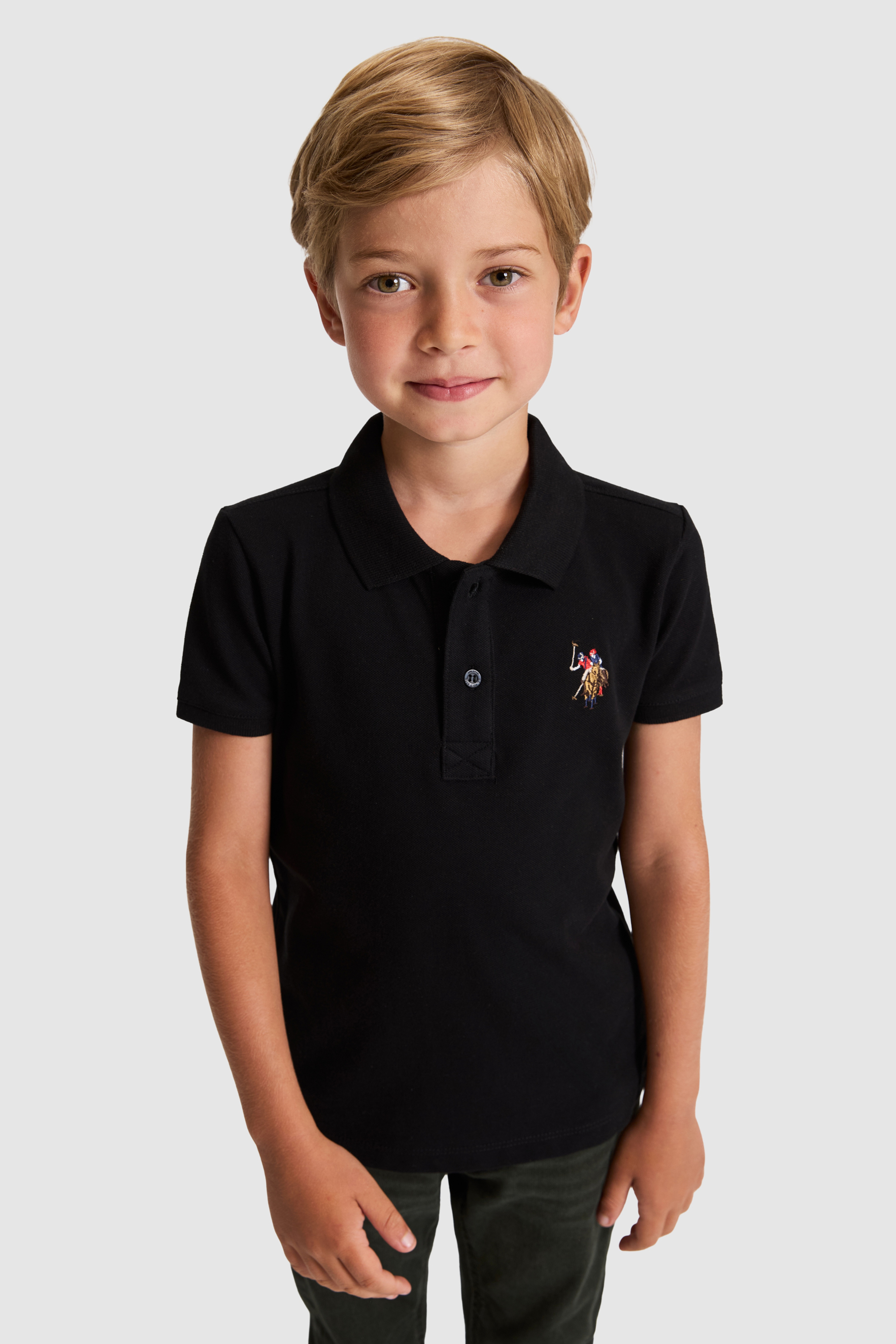 Erkek Çocuk Siyah Polo Yaka Basic Tişört - Image 1