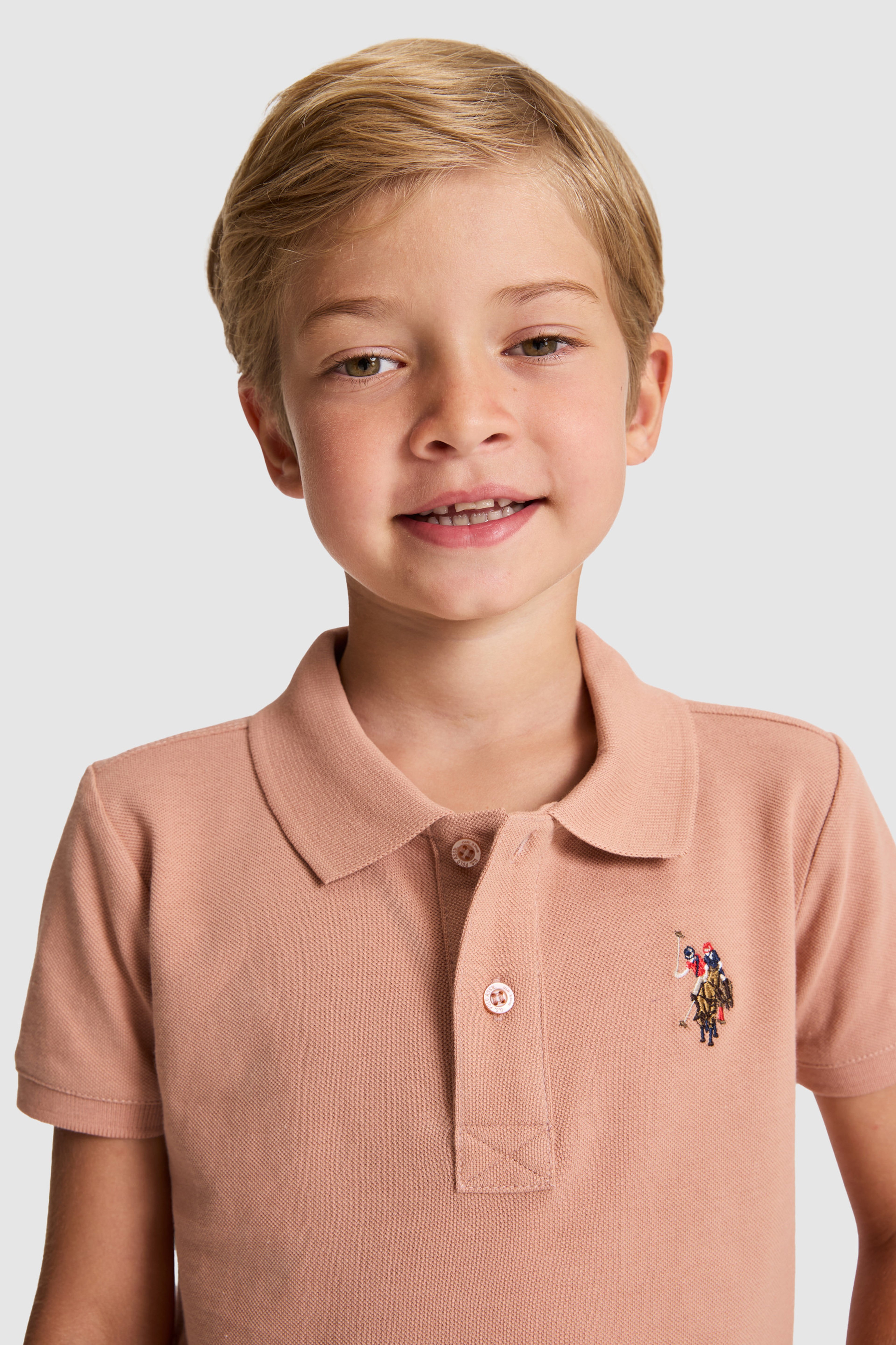 Erkek Çocuk Pudra Polo Yaka Basic Tişört