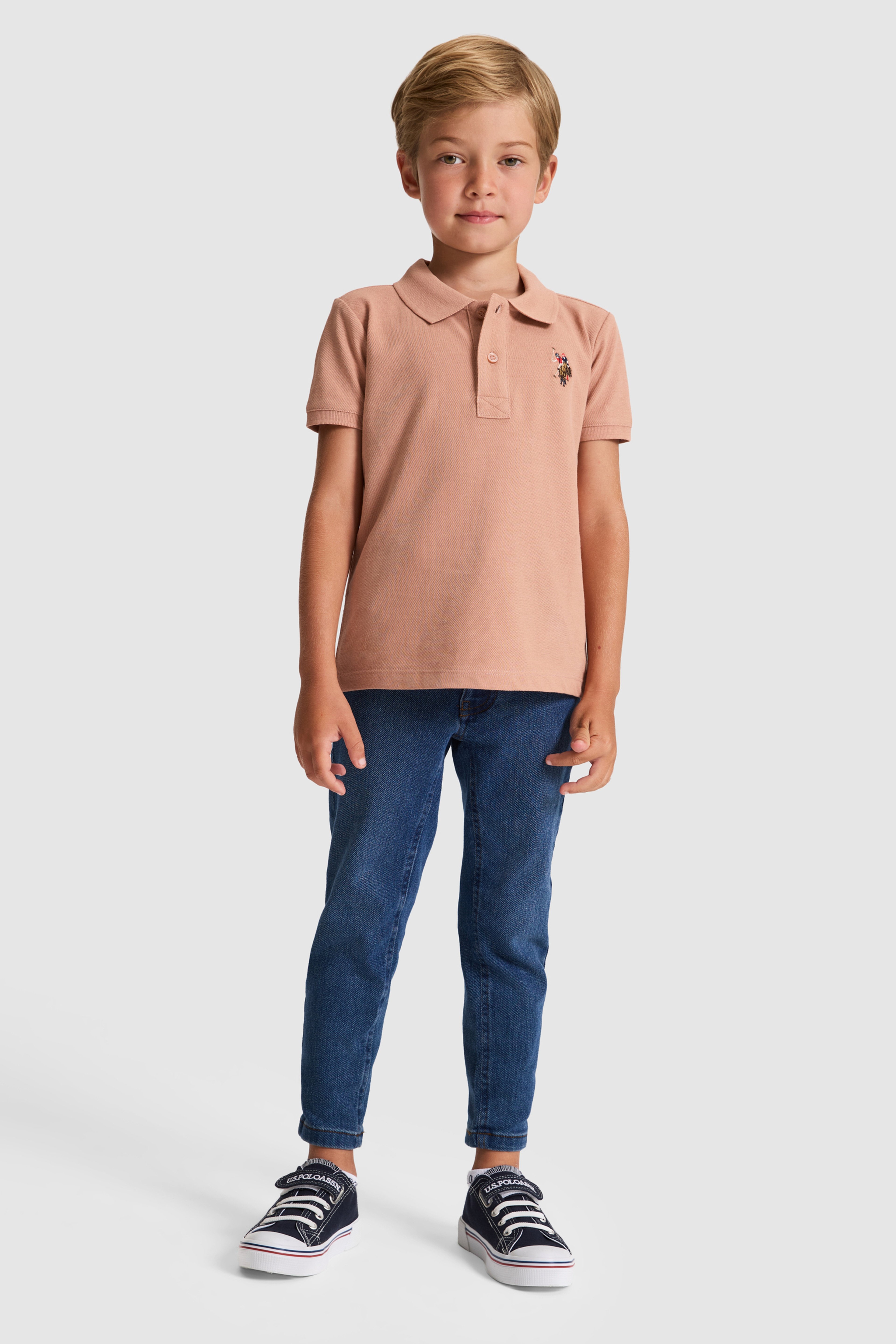 Erkek Çocuk Pudra Polo Yaka Basic Tişört