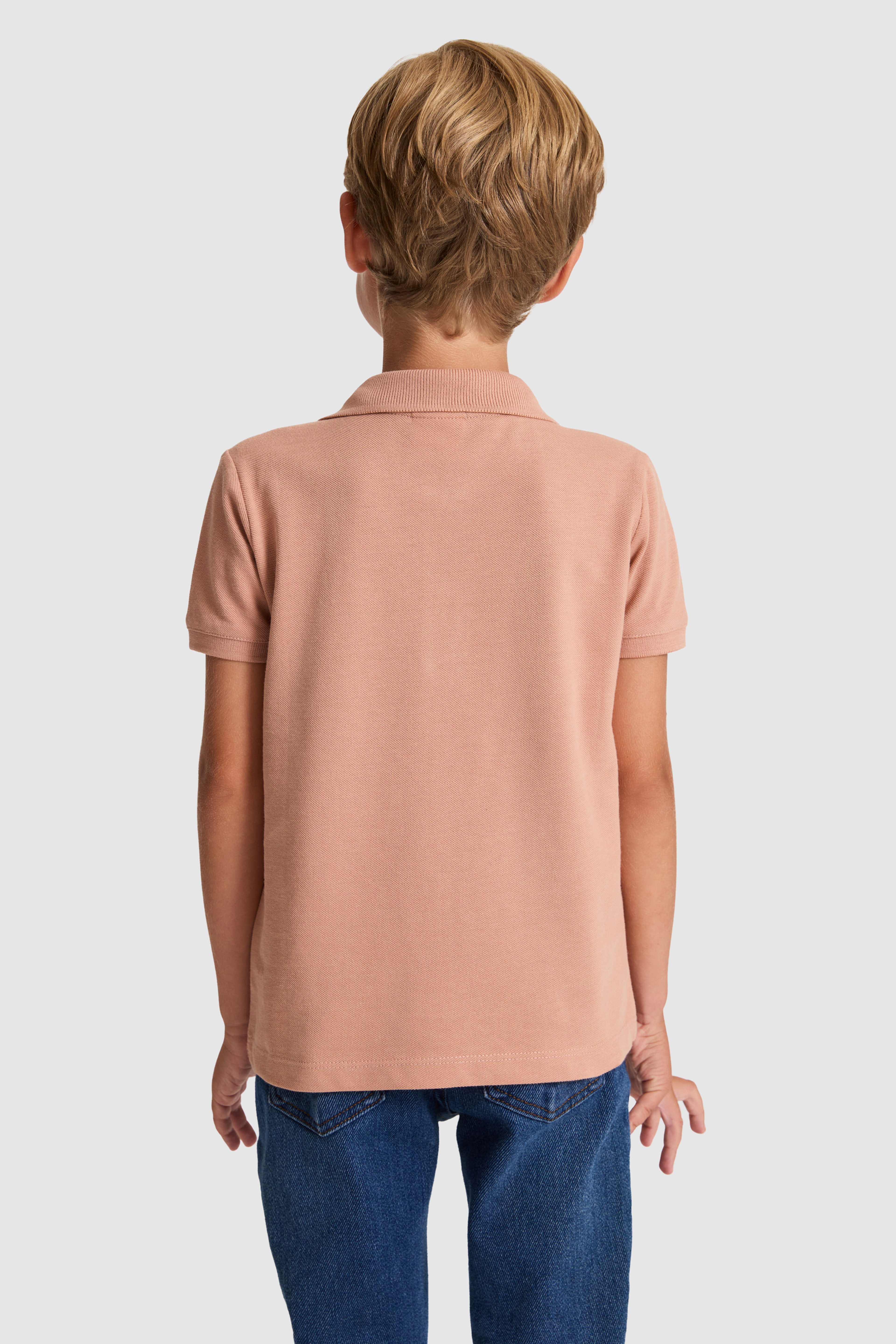Erkek Çocuk Pudra Polo Yaka Basic Tişört