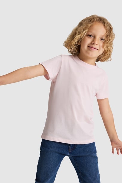 Erkek Çocuk Açık Pembe Bisiklet Yaka Basic Tişört