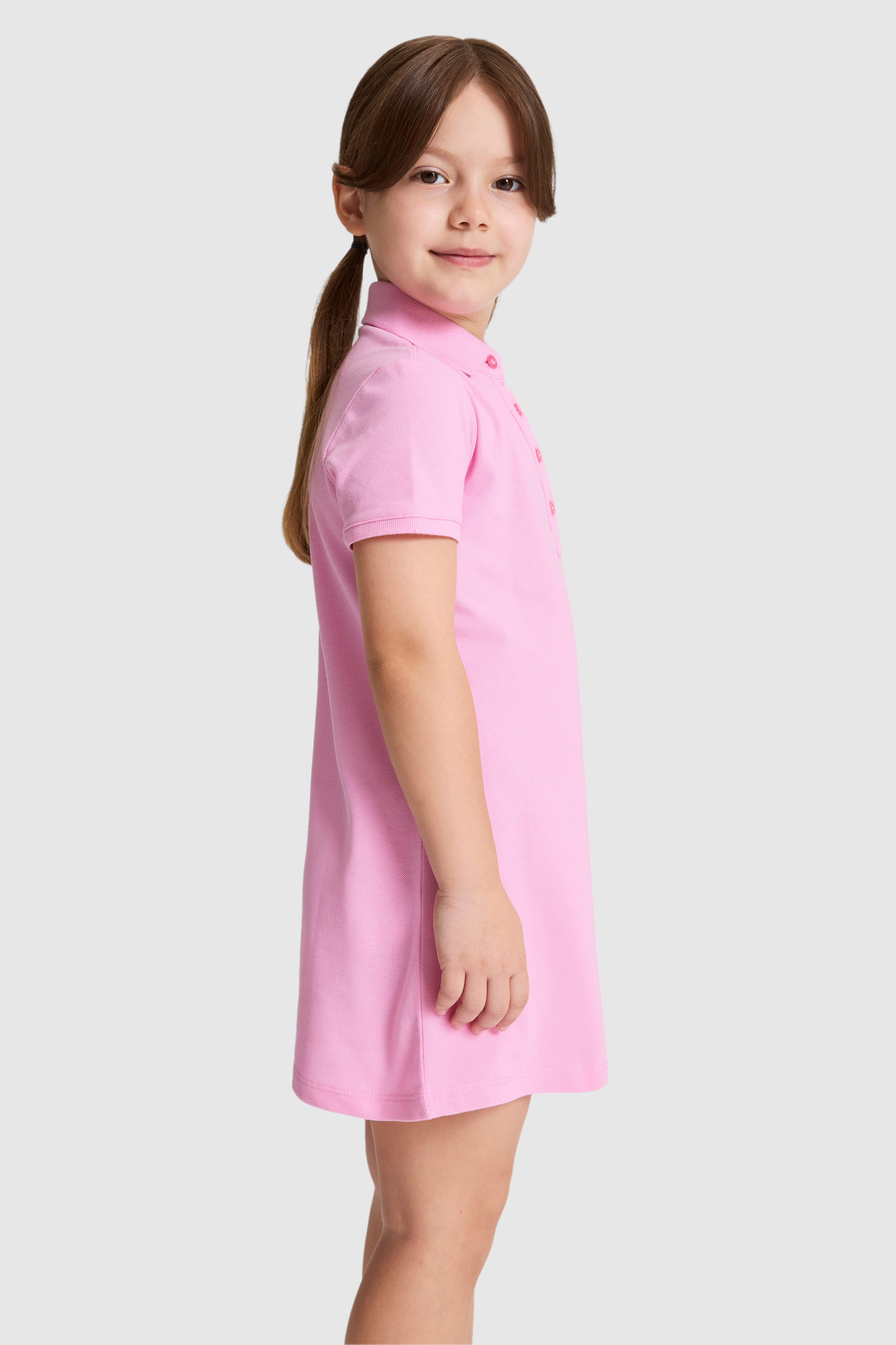 Kız Çocuk Pembe Örme Elbise - Image 4