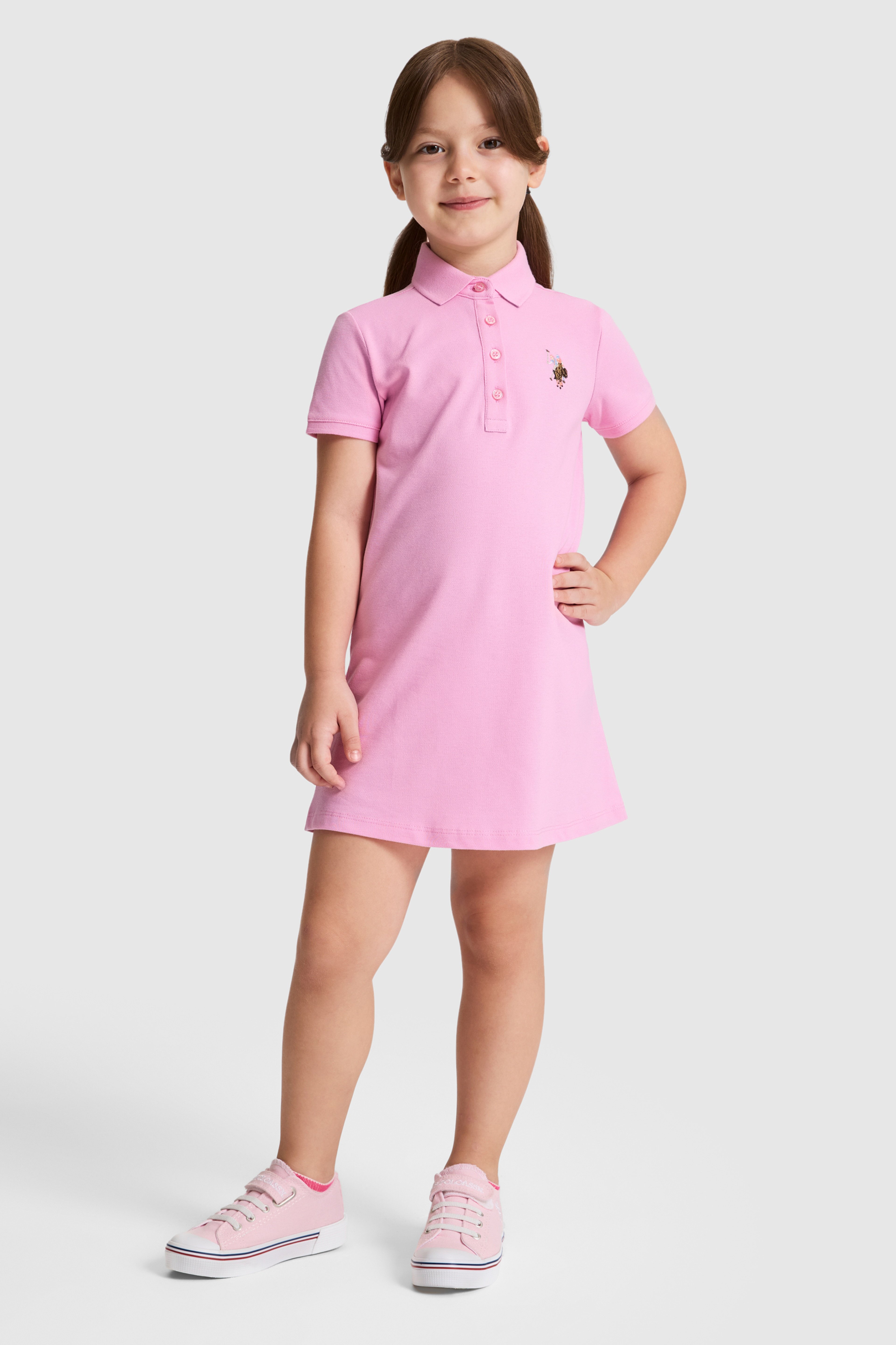 Kız Çocuk Pembe Örme Elbise - Image 1
