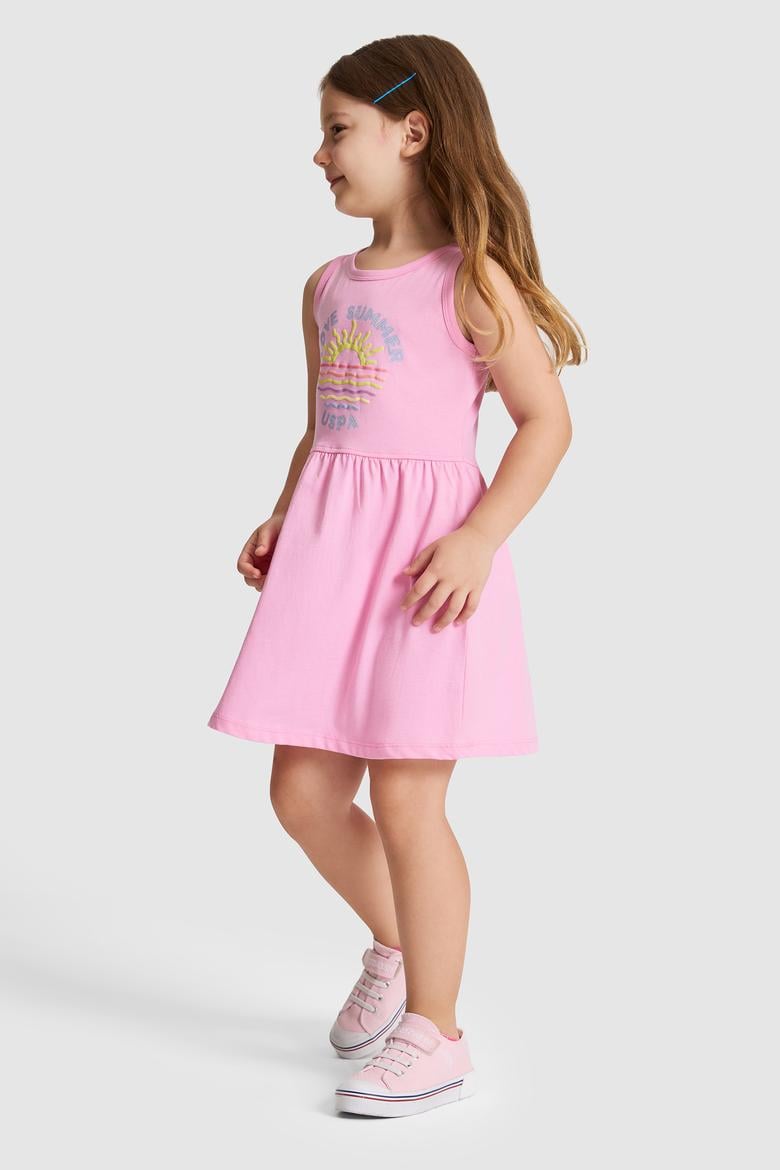 Kız Çocuk Pembe Örme Elbise