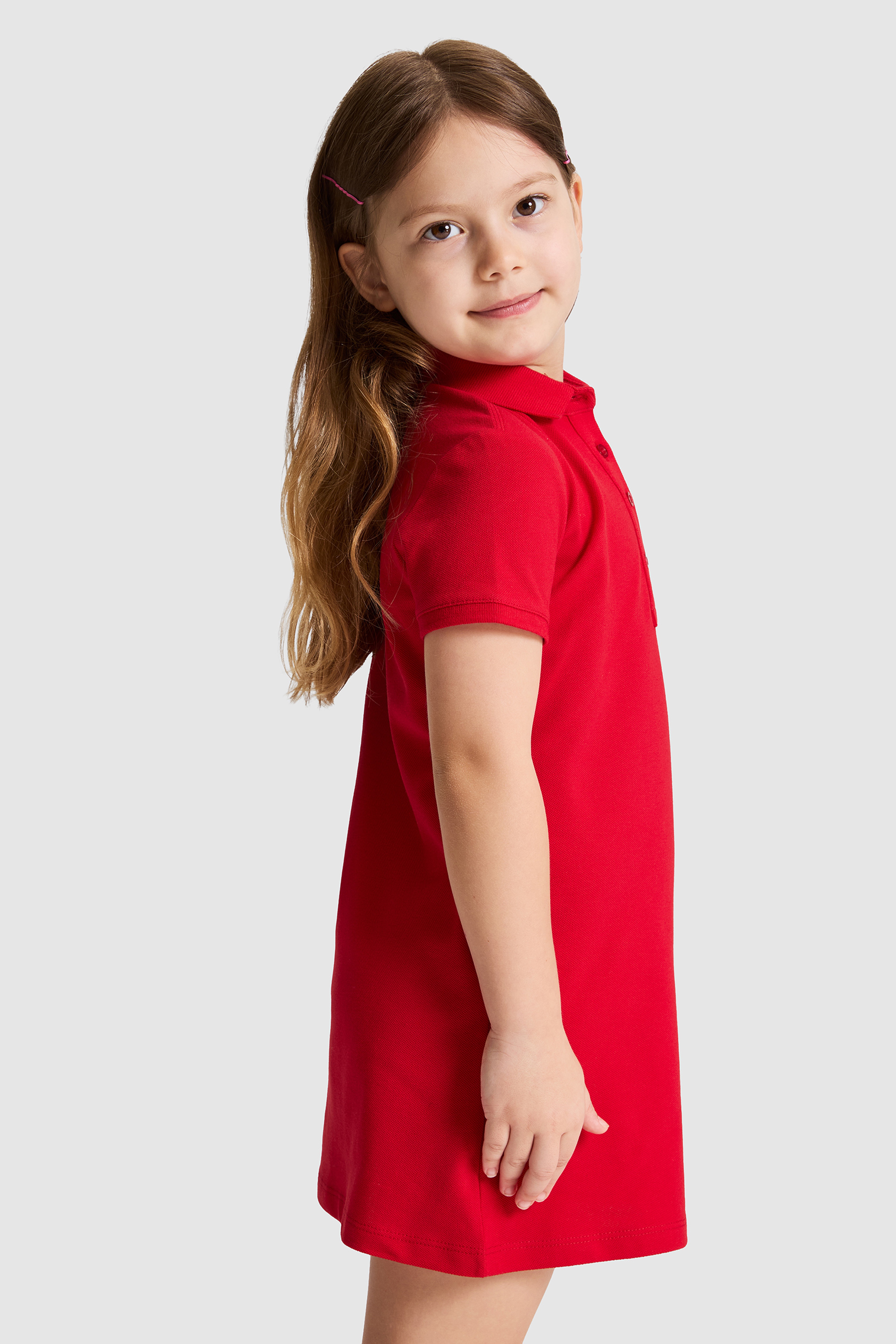 Kız Çocuk Kırmızı Örme Elbise - Image 4