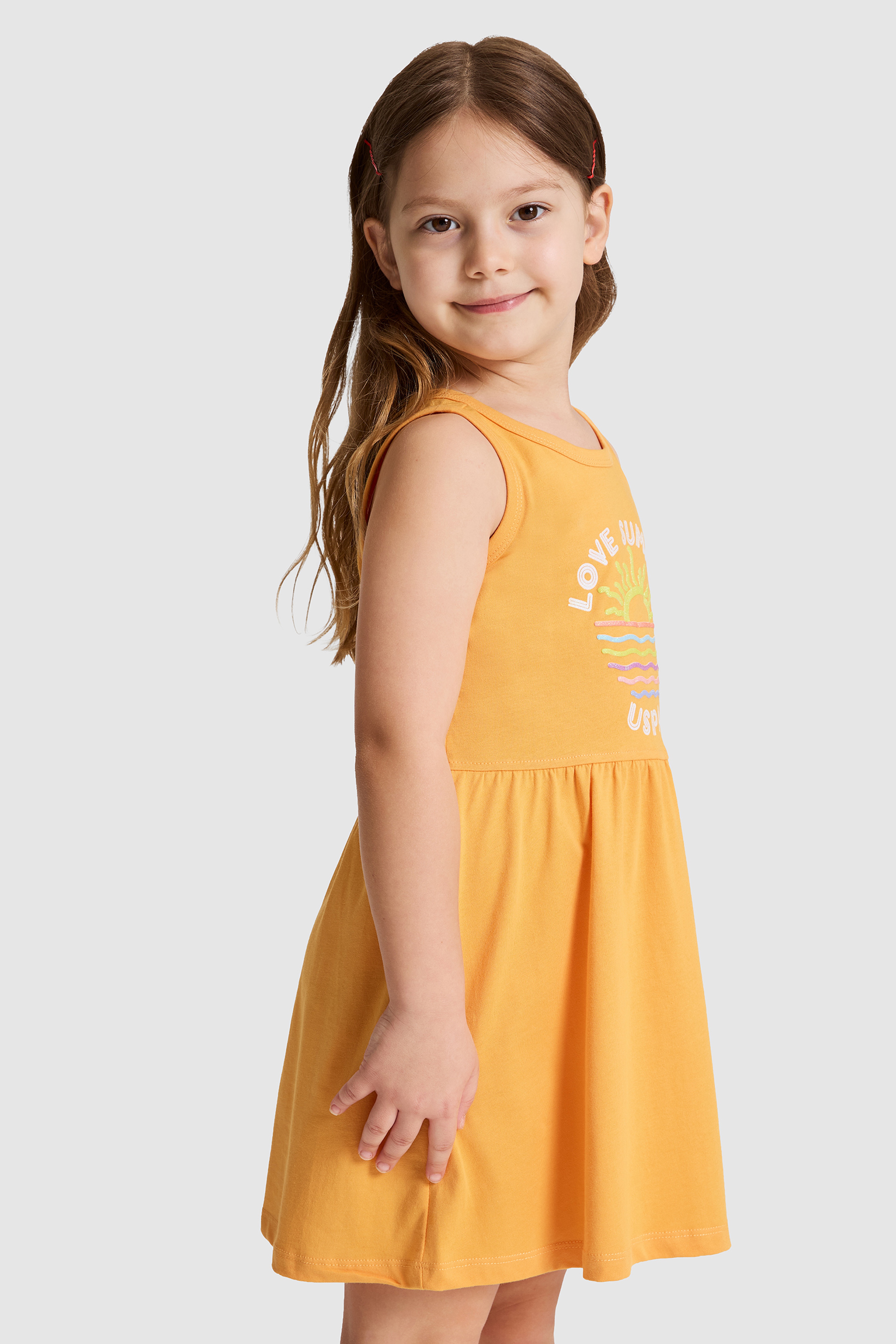 Kız Çocuk TURUNCU Örme Elbise - Image 4