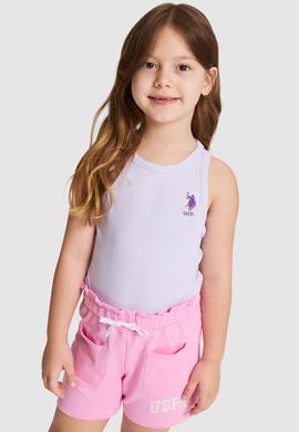 Kız Çocuk Lila Bisiklet Yaka Basic Tişört - 50325671068