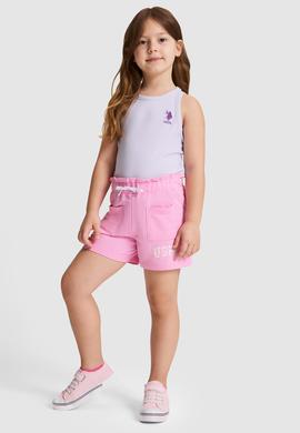Kız Çocuk Lila Bisiklet Yaka Basic Tişört - 50325671068